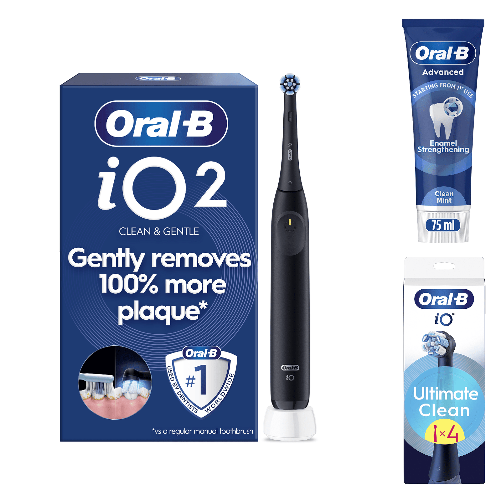 Oral-B iO2 Electric Toothbrush - With Toothpaste - Toothbrush + 4 Toothbrush Heads