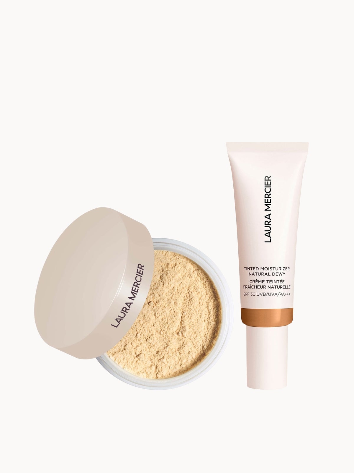Laura Mercier Mini Translucent Loose Setting Powder Ultra Blur and Tinted Moisturiser Natural Dewy SPF 30 Duo (Various Shades) - 4W Ochre