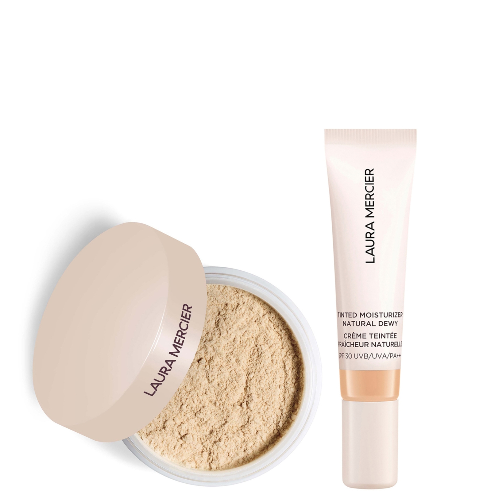 Laura Mercier Mini Translucent Loose Setting Powder Ultra Blur and Travel Size Tinted Moisturiser Dewy Duo (various shades) - 2N Maple