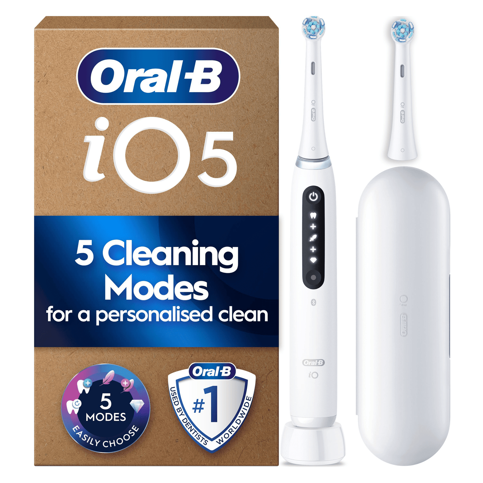 Oral-B iO5 Quite White Electric Toothbrush + Travel Case + 1 Toothbrush Head