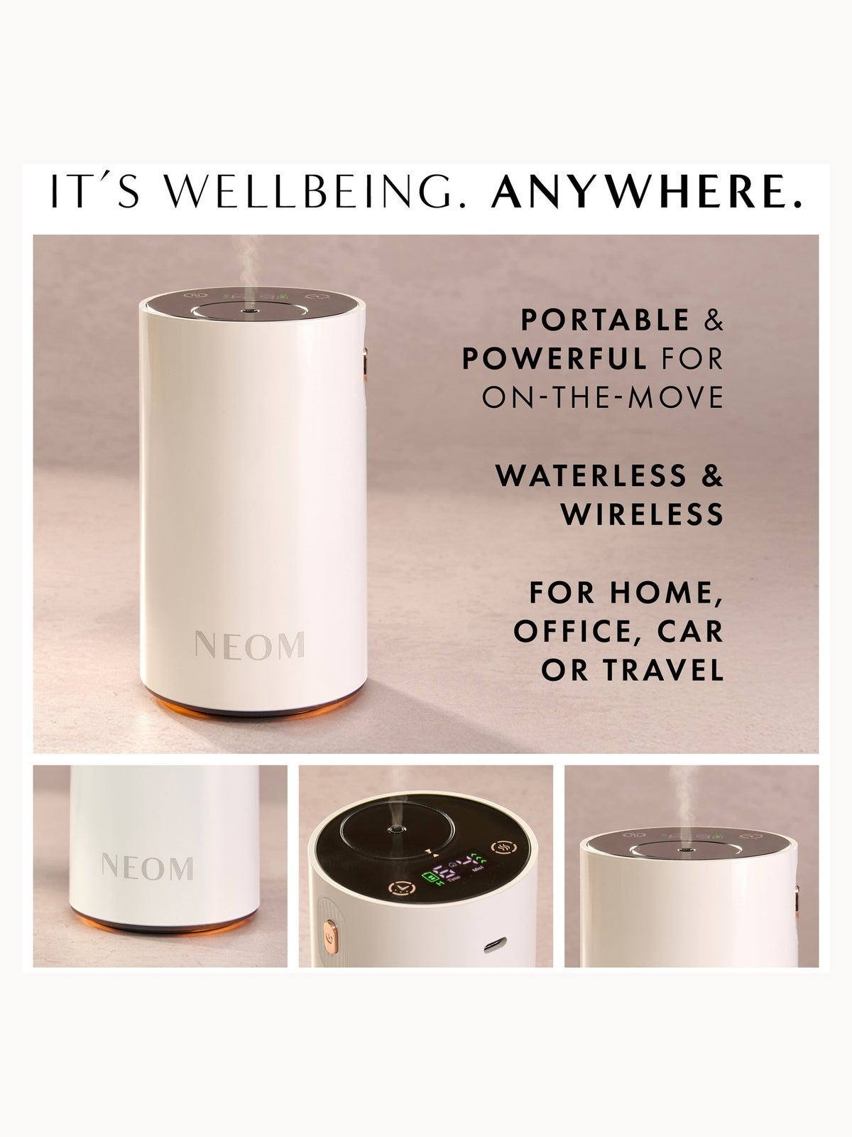 Neom Wellbeing London Pod Mini+ Waterless Essential Oil Diffuser White 2