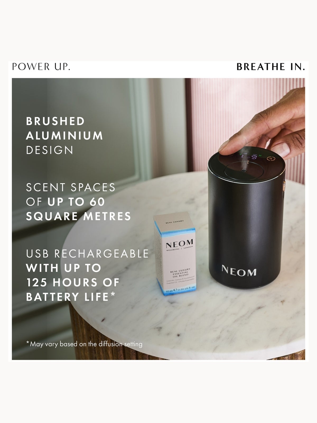 Neom Wellbeing London Pod Mini+ Waterless Essential Oil Diffuser Black 4