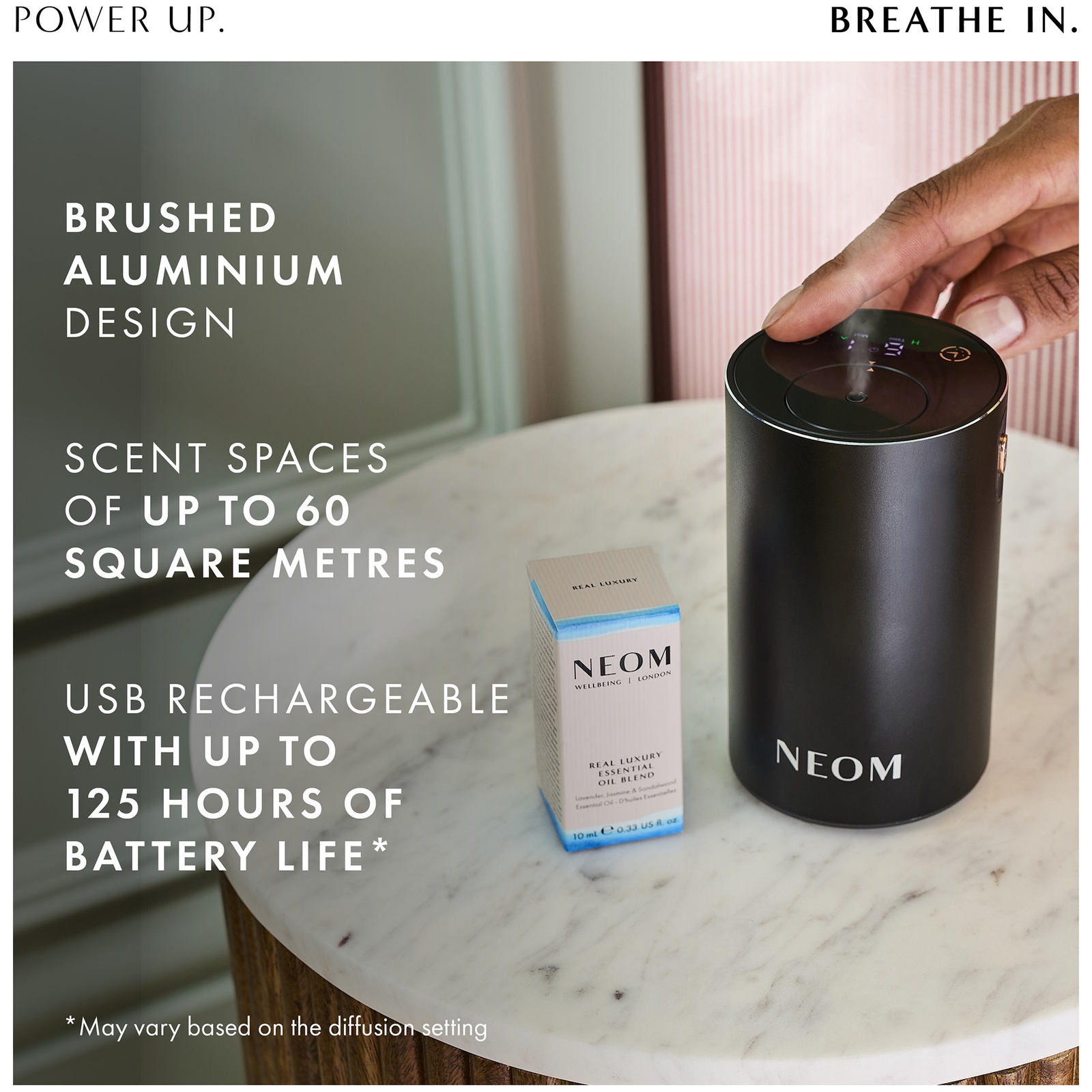 Thumbnail - Neom Wellbeing London Pod Mini+ Waterless Essential Oil Diffuser Black