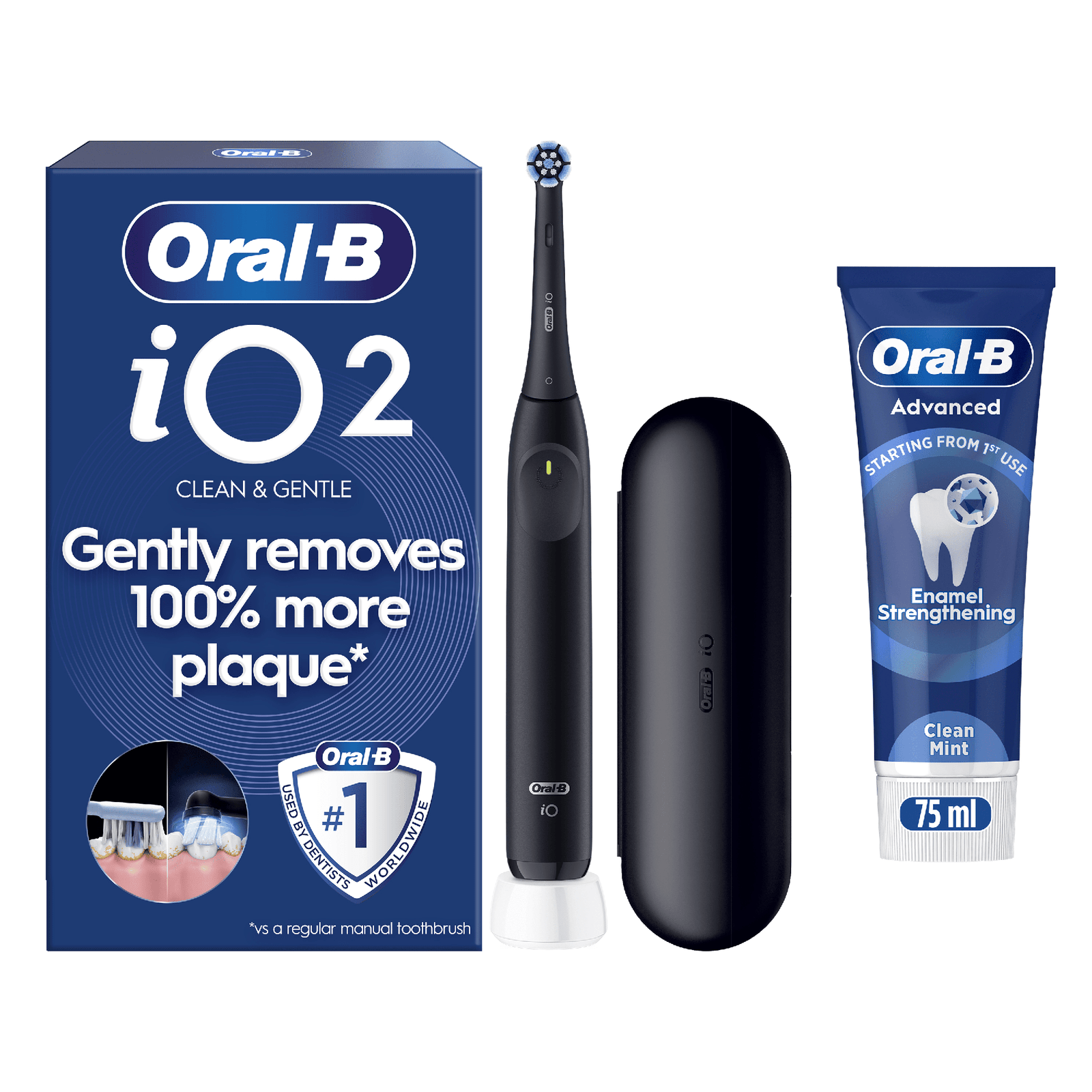Oral-B iO2 Electric Toothbrush with Travel Case - With Toothpaste - Toothbrush: retailer-supplied image