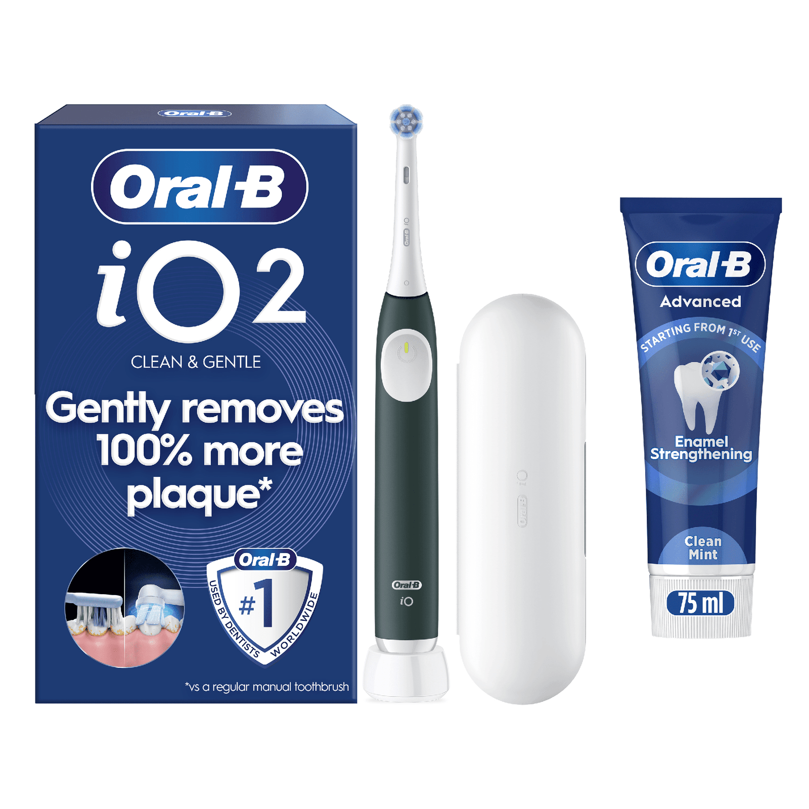 Oral-B iO2 Electric Toothbrush with Travel Case - With Toothpaste - Toothbrush: retailer-supplied image