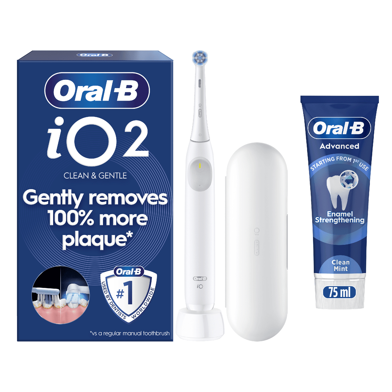 Oral-B iO2 Electric Toothbrush with Travel Case - With Toothpaste - Toothbrush: retailer-supplied image