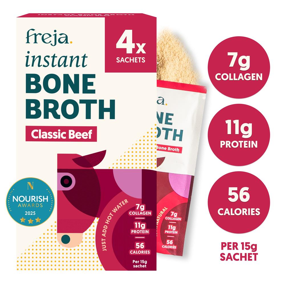 Freja Instant Bone Broth Box of 4 x 15g Sachet - Beef