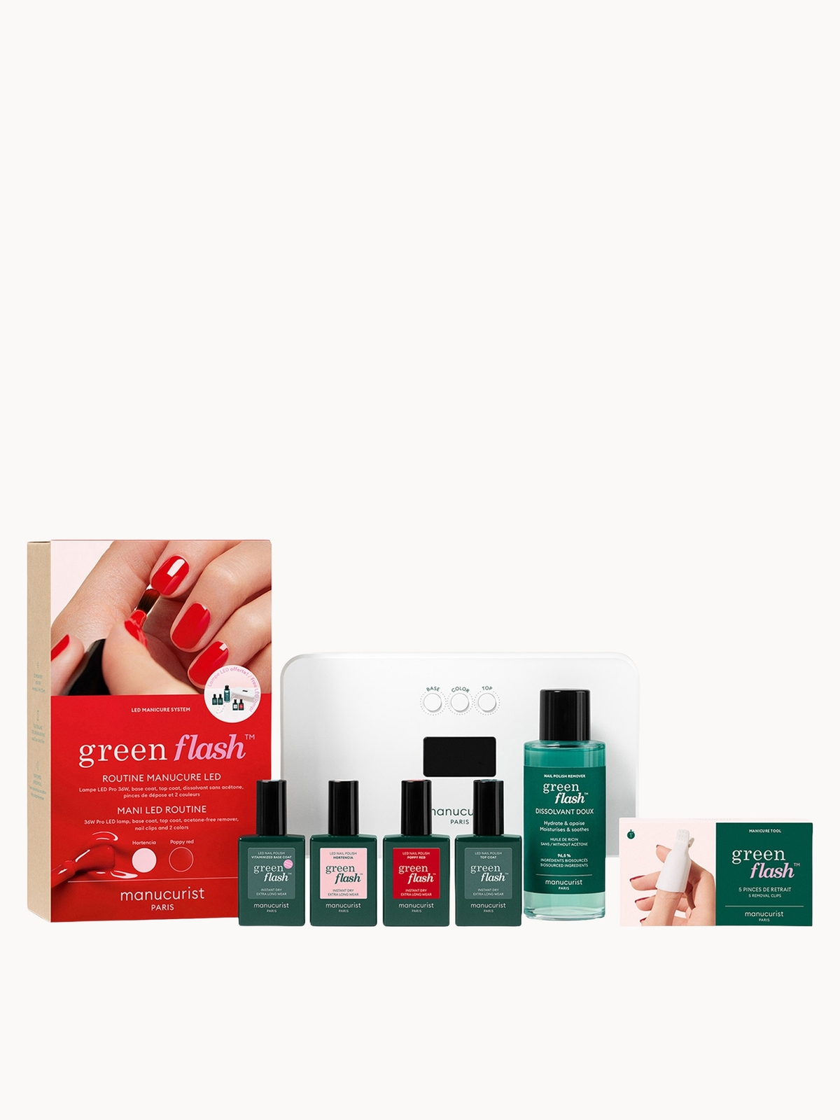 Manucurist Green Flash Retail Kit 36w - Hortencia & Poppy Red 15ml