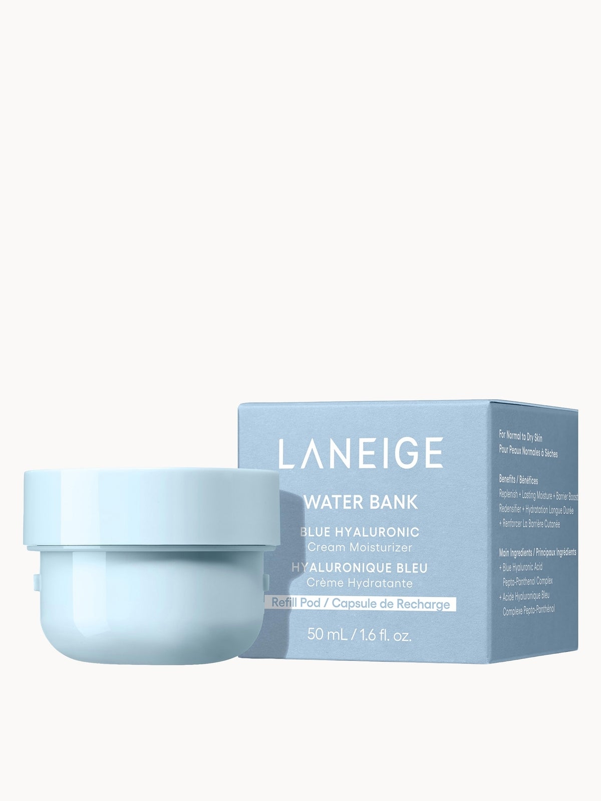 LANEIGE Water Bank Blue Hyaluronic Acid Cream Moisturiser 50ml + Refill 50ml Bundle 3