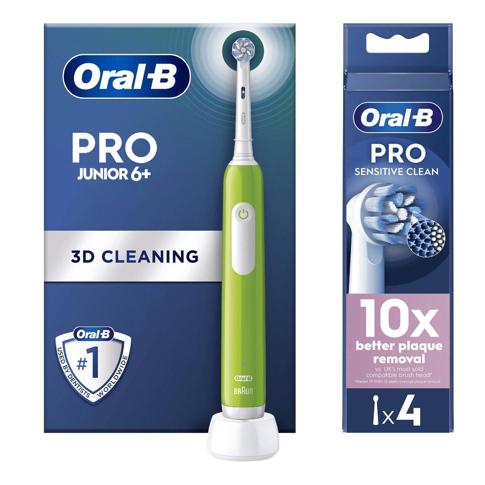 Oral B Junior Green - Without Toothpaste - Toothbrush + 4 Toothbrush Heads