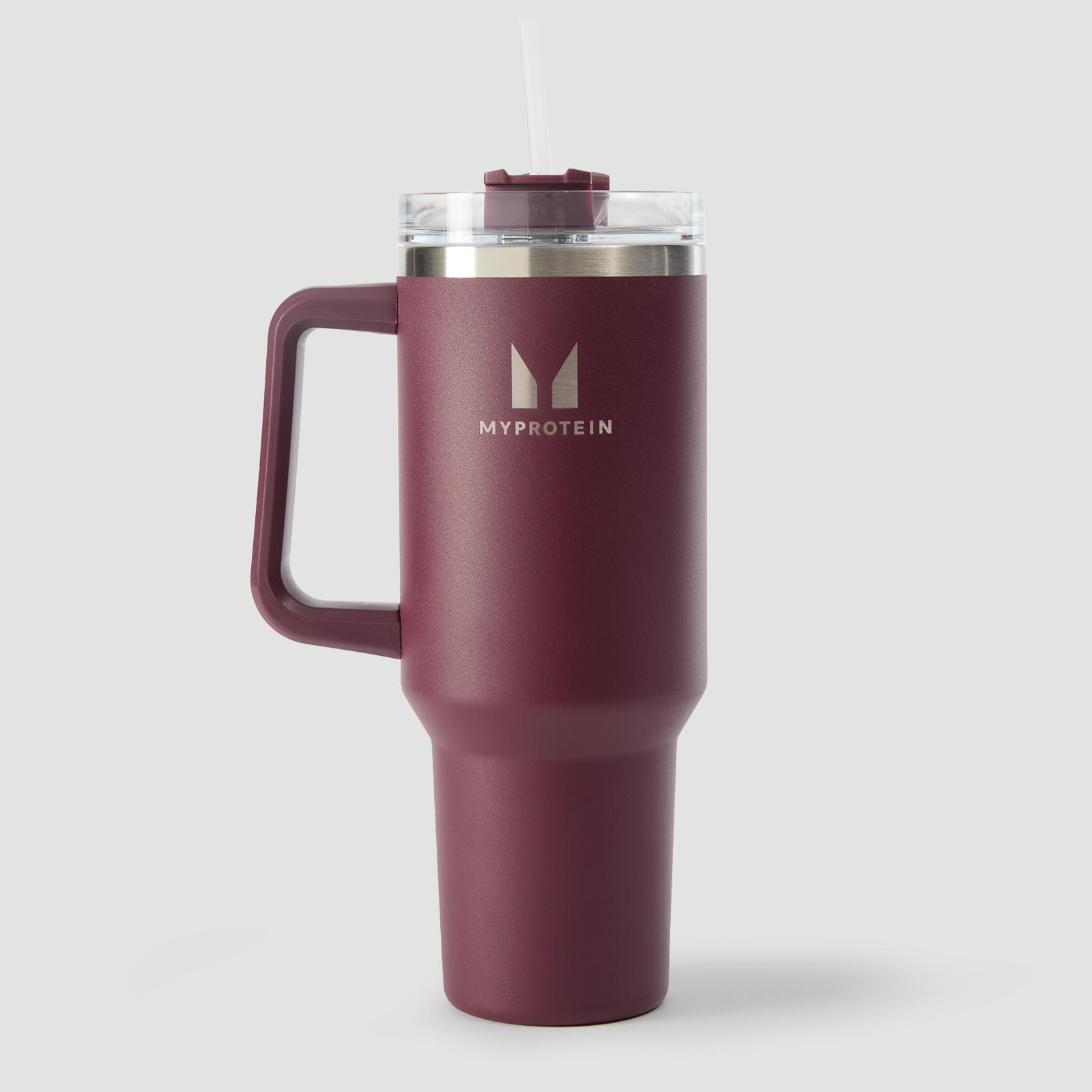 5059883410128 - Myprotein Metal Side Handle Straw Bottle 1200ml - Deep Berry