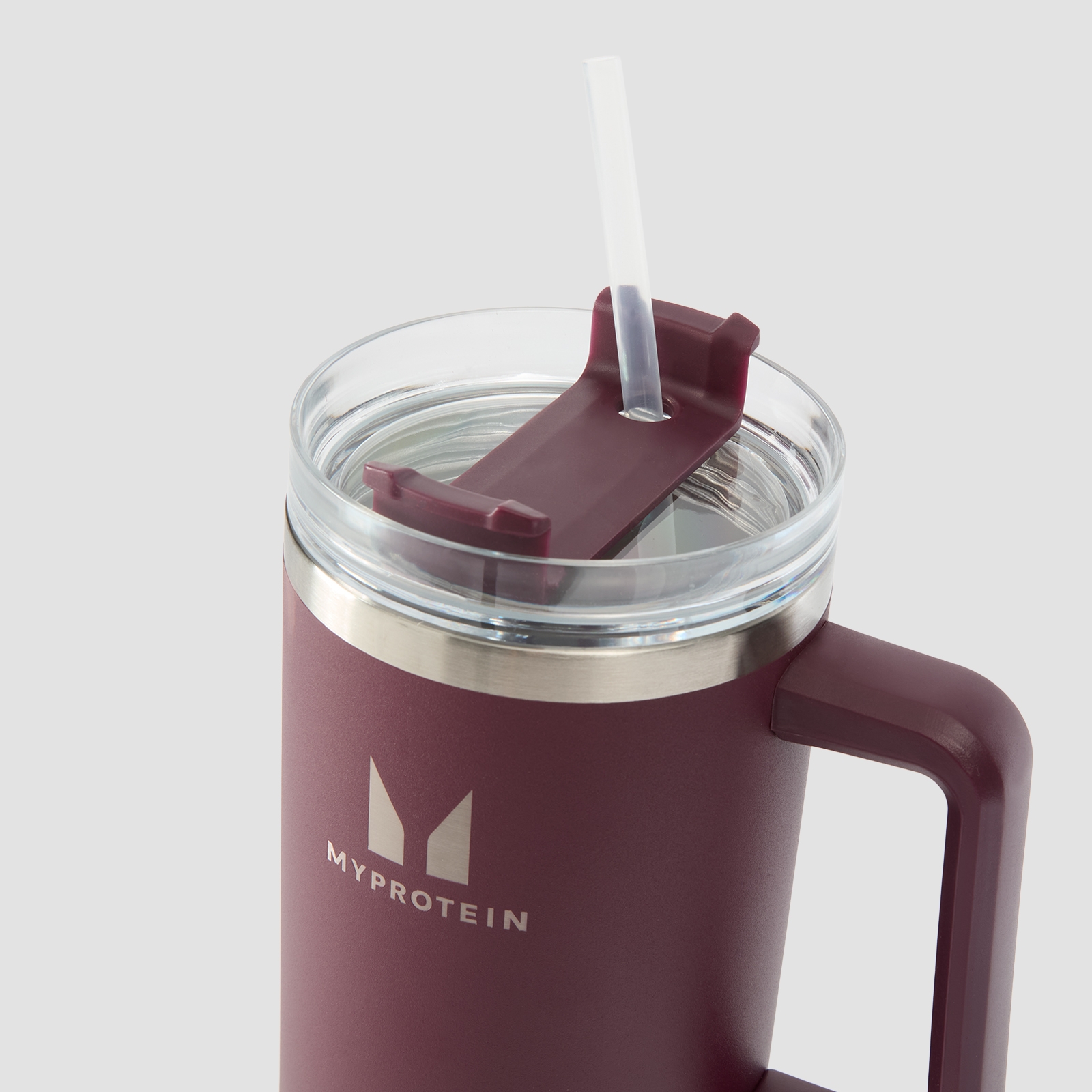 5059883410128 - Myprotein Metal Side Handle Straw Bottle 1200ml - Deep Berry