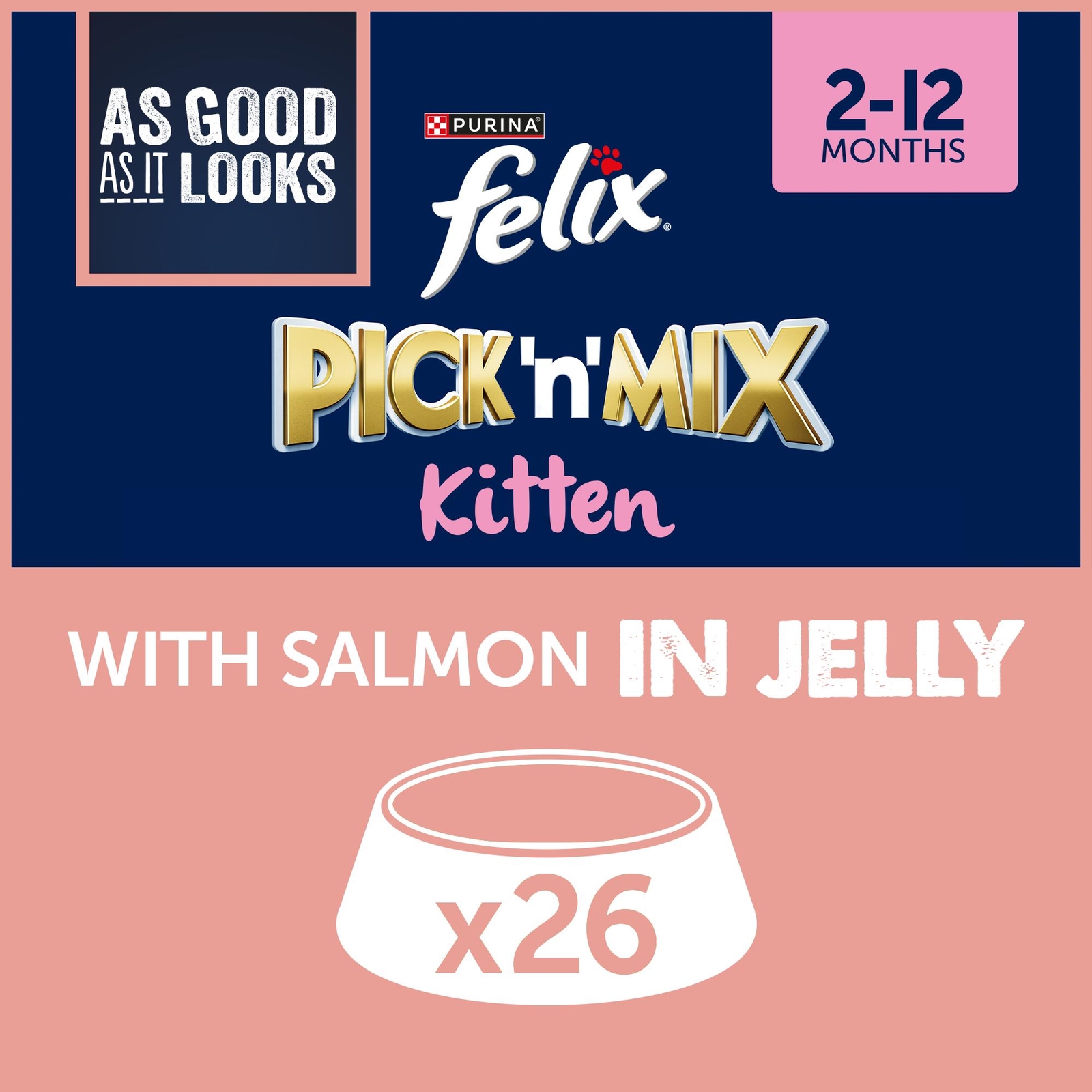 Felix Kitten As Good As It Looks Wet Cat Food with Salmon in Jelly 26x85g