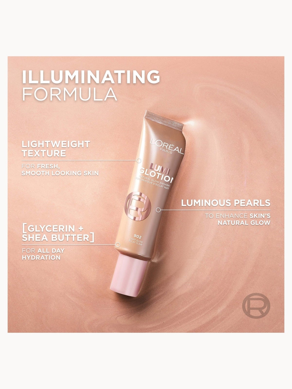 L'Oréal Paris Hyaluronic Filler Water Cream & Lumi Glotion Bundle (Various Shades) - 902 Light Glow 3