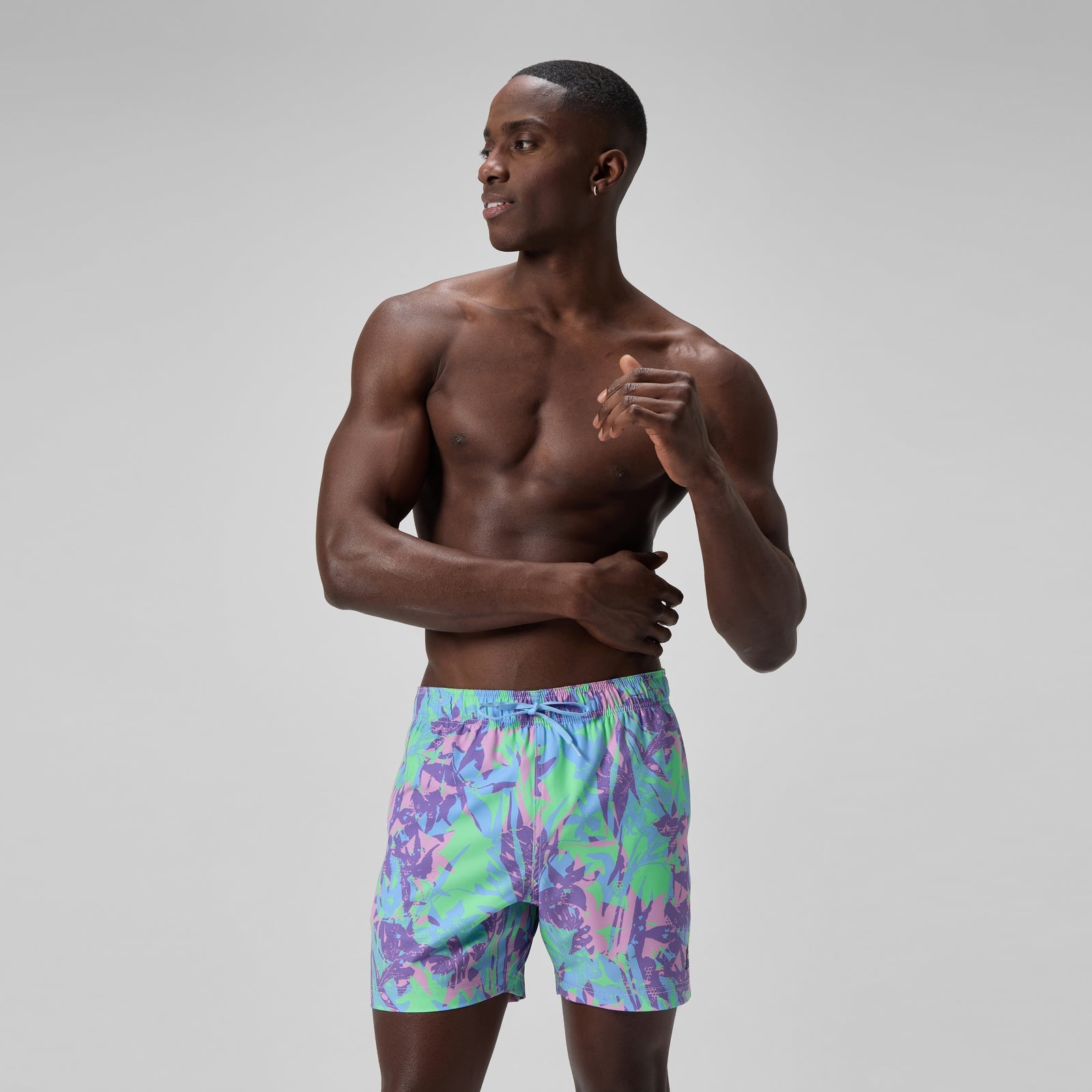 Men's Redondo Edge Printed 16" Swim Shorts Purple/Green
