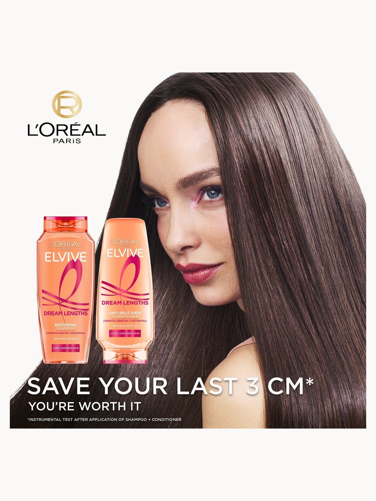 L'Oréal Paris Elvive Dream Lengths Anti-Split Ends Conditioner with Vegetal Keratin & Castor Oil for Long Hair 500ml 2
