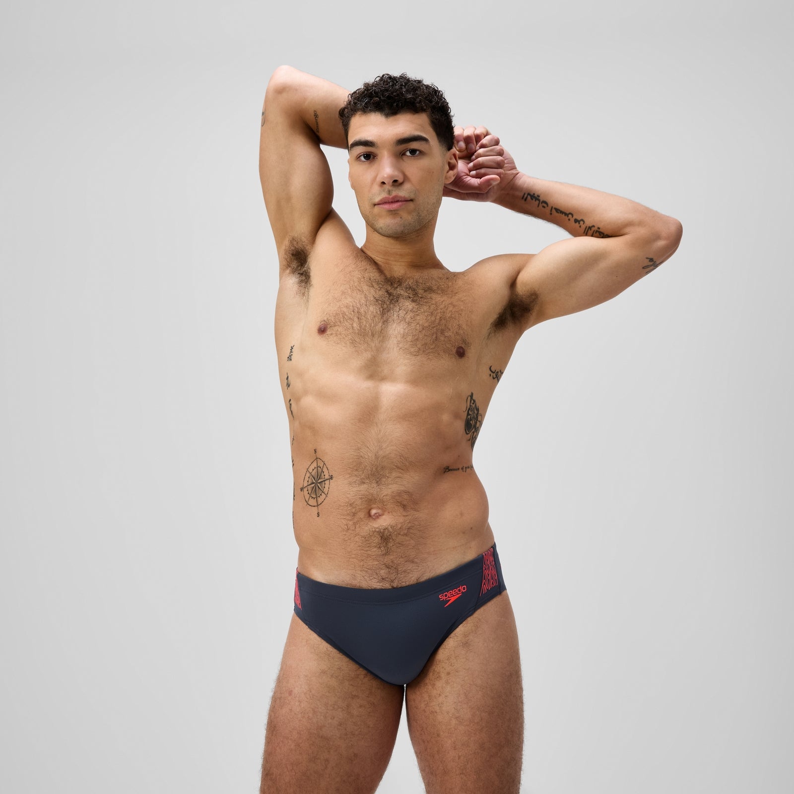 Herren Hyperboom Splice Badehose Grau/Rot