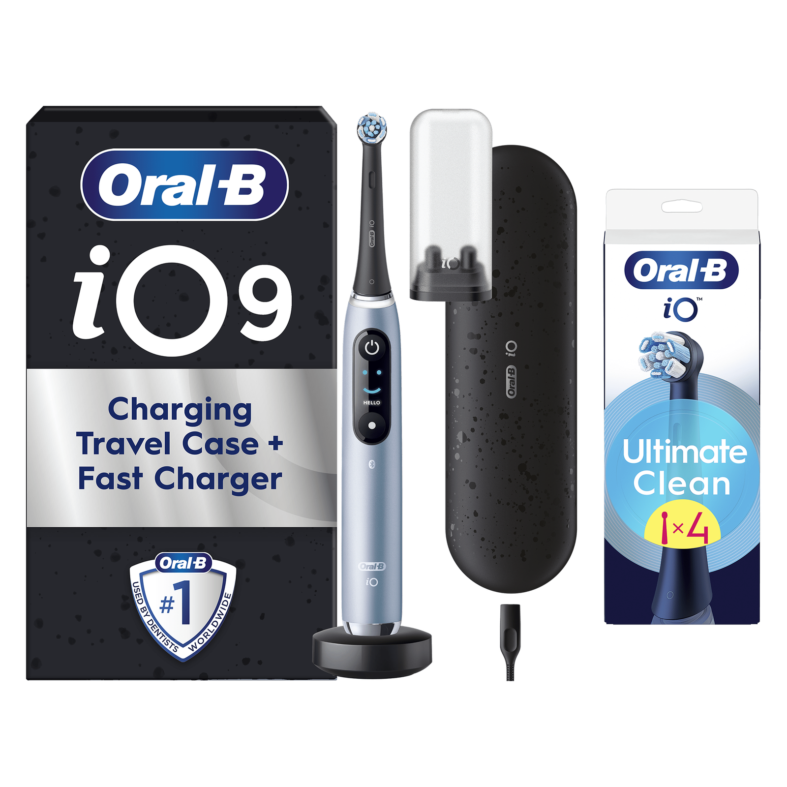 Oral-B iO 9 Special Edition Blue Electric Toothbrush - Toothbrush + 4 Toothbrush Heads