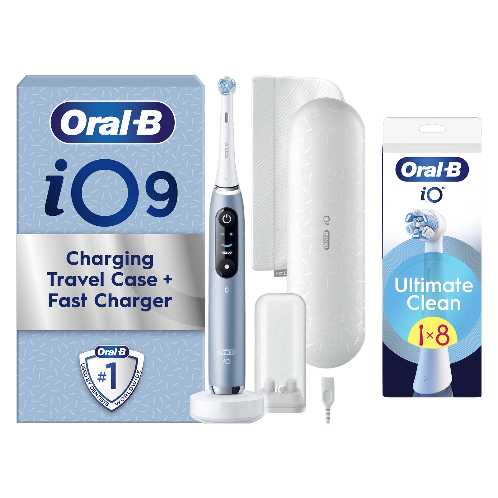 Oral-B iO 9 Special Edition Blue Electric Toothbrush - Toothbrush + 8 Toothbrush Heads