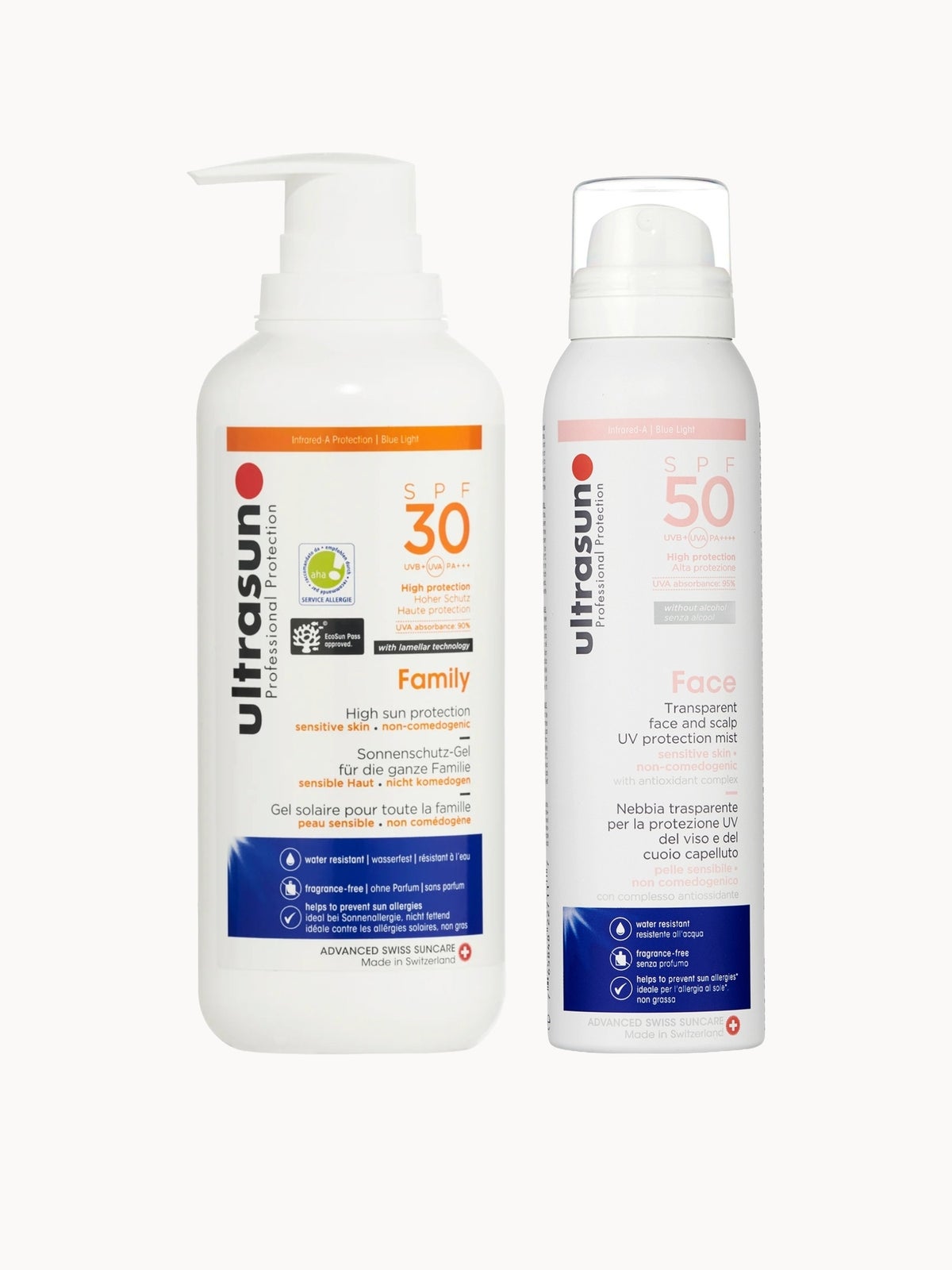 Ultrasun Family SPF 30 400ml and Ultrasun UV Face & Scalp Mist SPF50 150ml Bundle