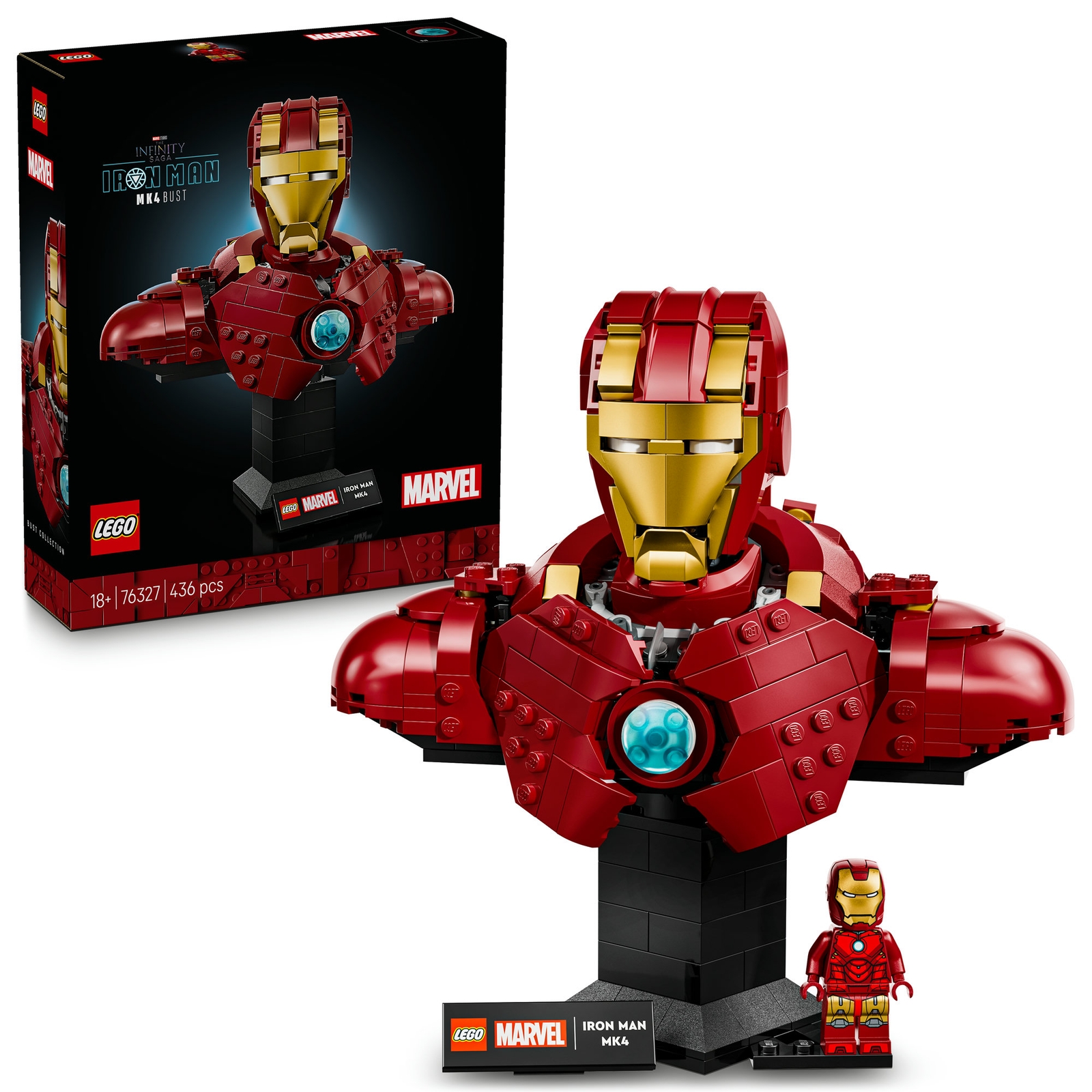 Image of LEGO® ǀ Marvel Iron Man MK4 Bust, Buildable Model for Adults with Minifigure 76327