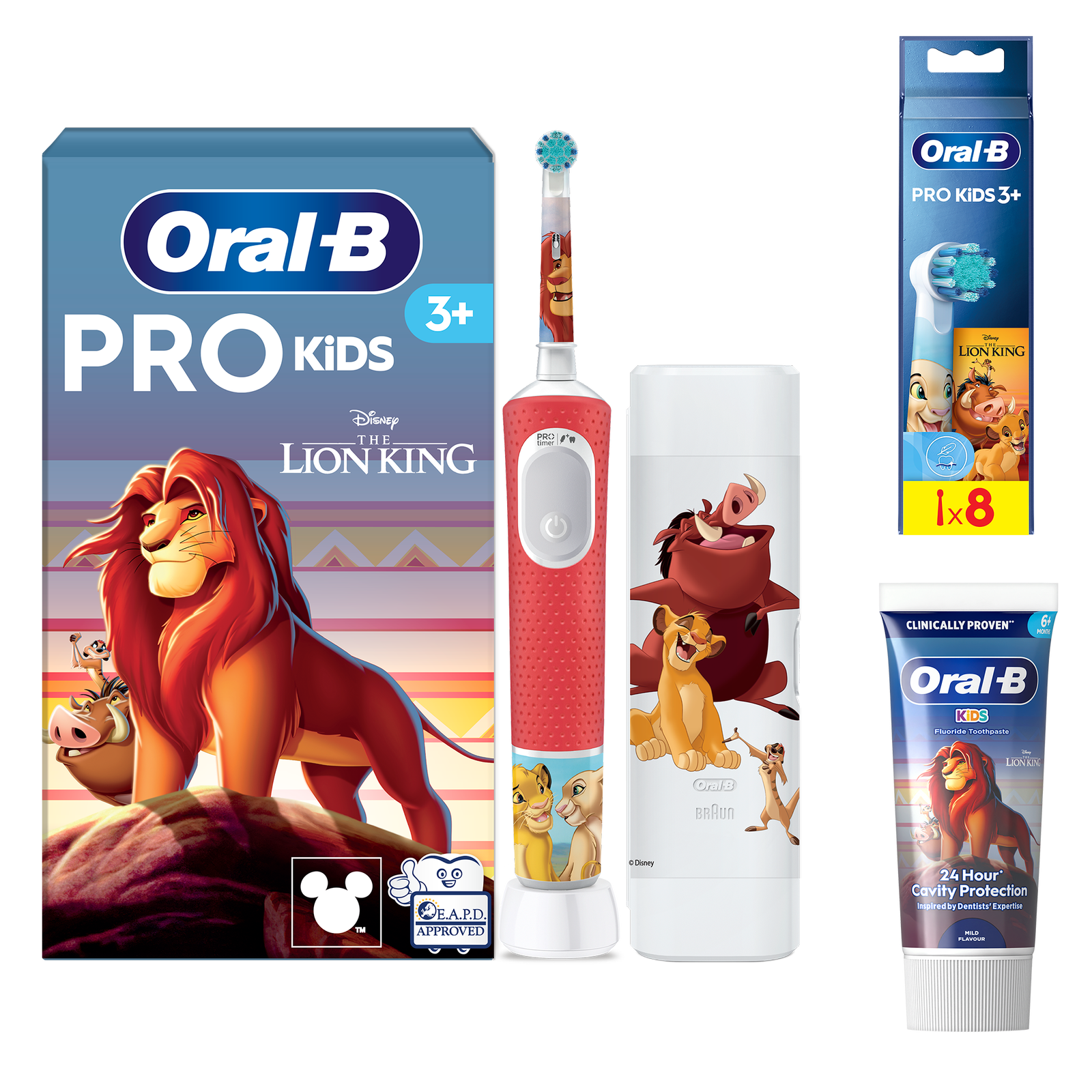 Oral-B Vitality Pro Kids Lion King Electric Toothbrush with Travel Case - With Toothpaste - Toothbrush + 8 Toothbrush…: retailer-supplied image