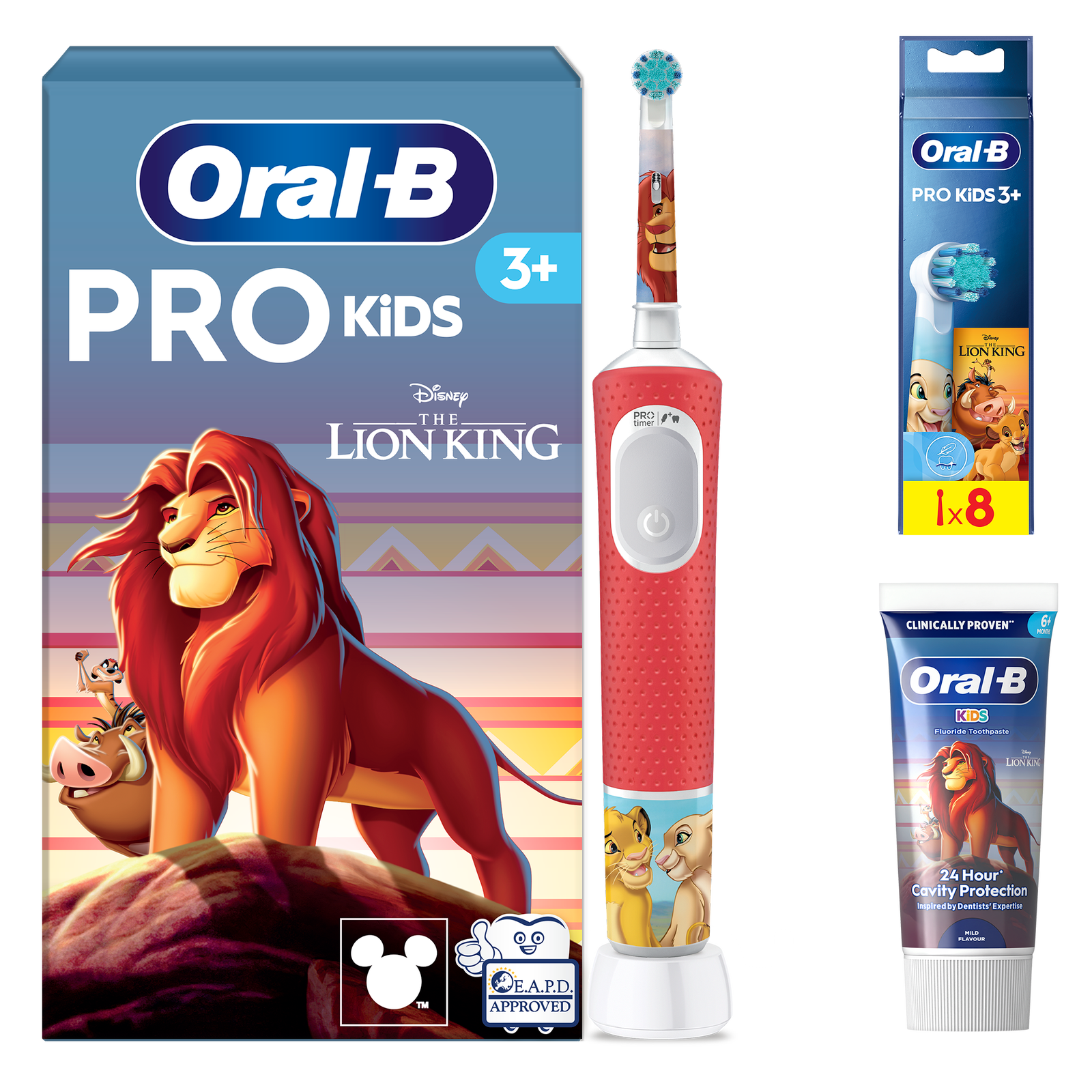Oral-B Vitality Pro Kids Lion King Electric Toothbrush - With Toothpaste - Toothbrush + 8 Toothbrush Heads