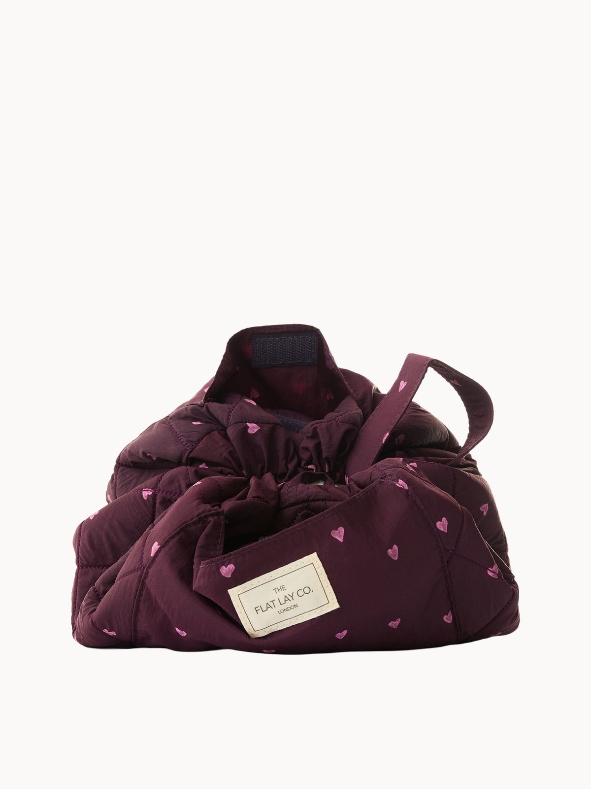 The Flat Lay Co. Parachute Drawstring Flat Lay Makeup Bag - Burgundy Hearts LOOKFANTASTIC EXCLUSIVE 2