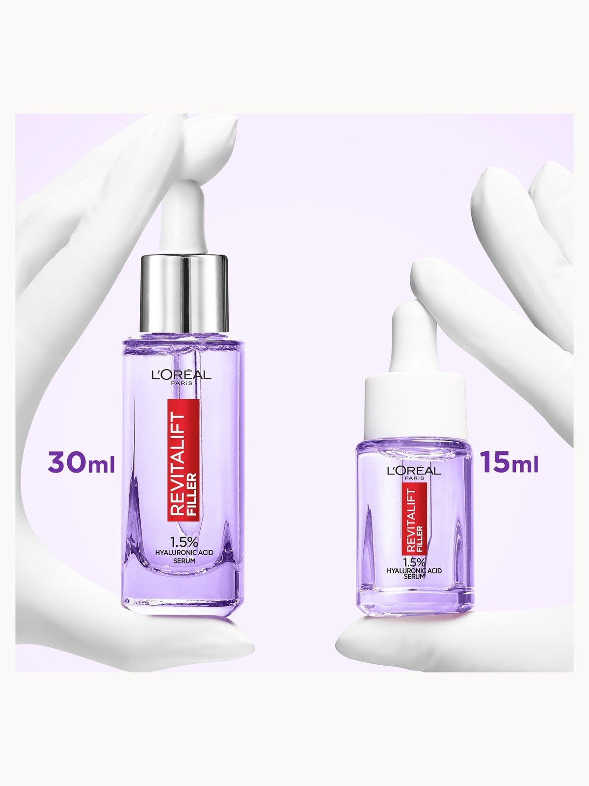 L'Oréal Paris Revitalift Filler Serum, 1.5% Pure Hyaluronic Acid, High Molecular and Micro Hyaluronic acid, Replumping and Hydrating, 15ml 4