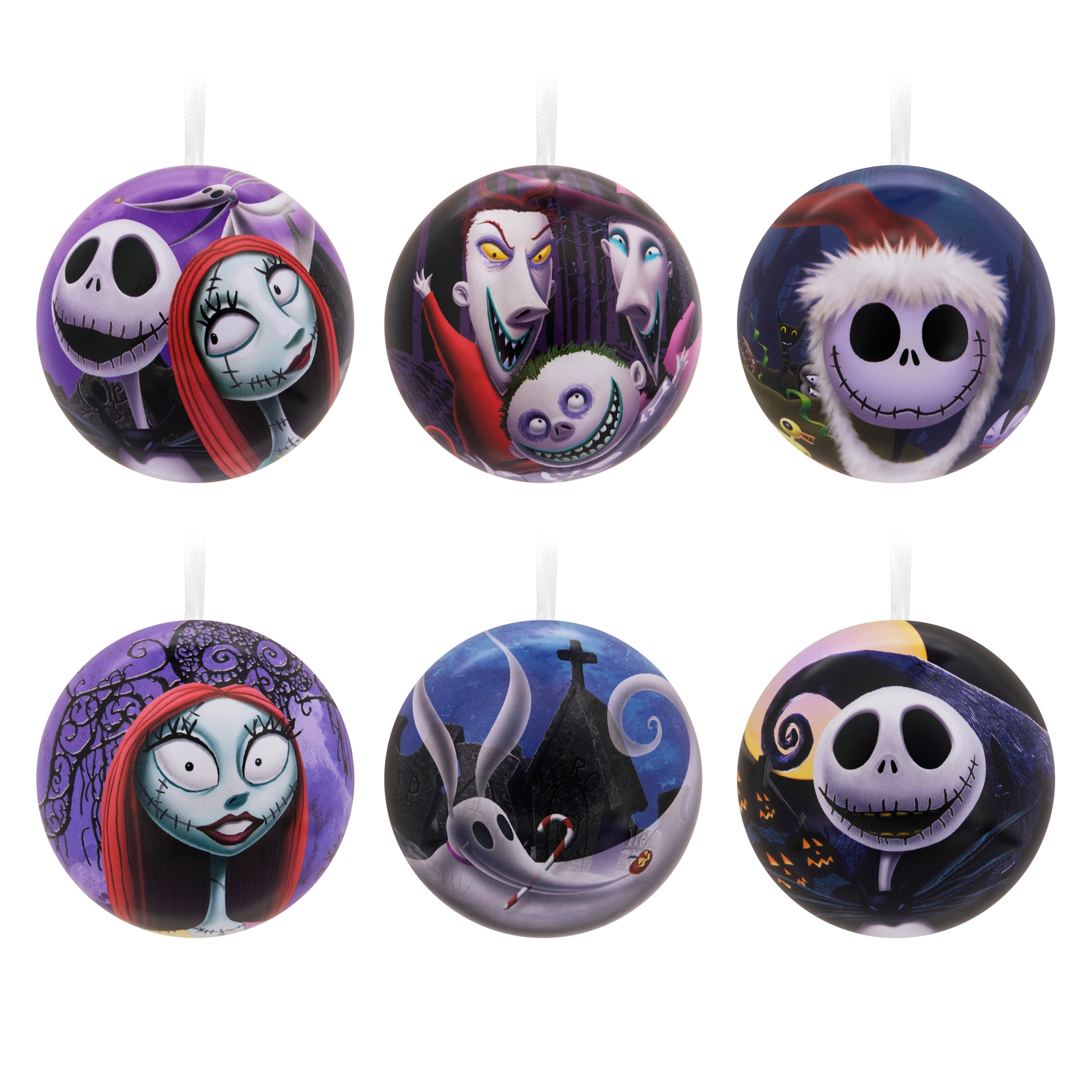 Hallmark Disney The Nightmare Before Christmas Tin Ball Christmas Ornaments, Pack of 12