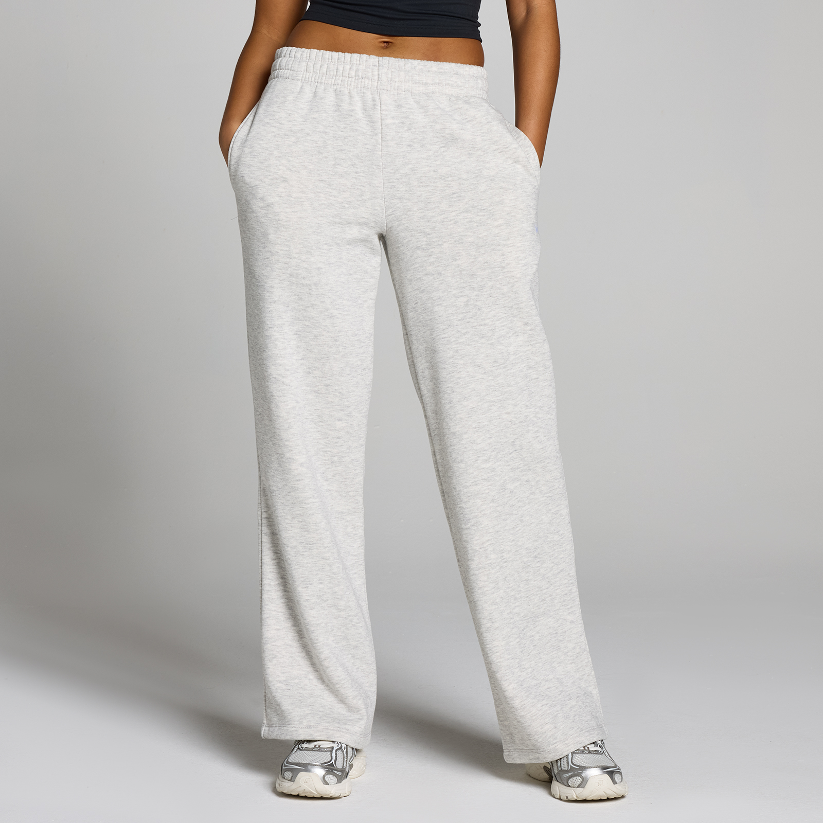 Joggers a gamba dritta MP donna basics - Grigio melange chiaro - XS