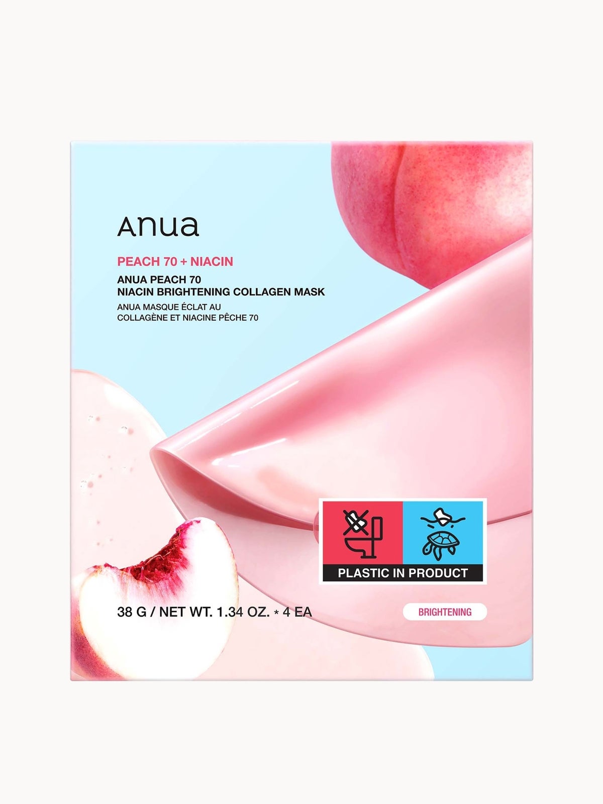 Anua Peach 70 Niacin Brightening Collagen Mask (4 Sheets) 38g