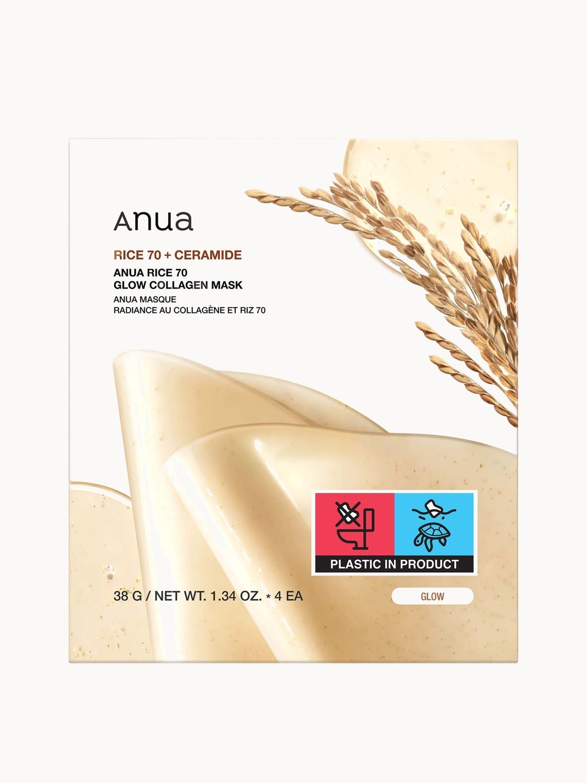 Anua Rice 70 Glow Collagen Mask (4 Sheets) 38g