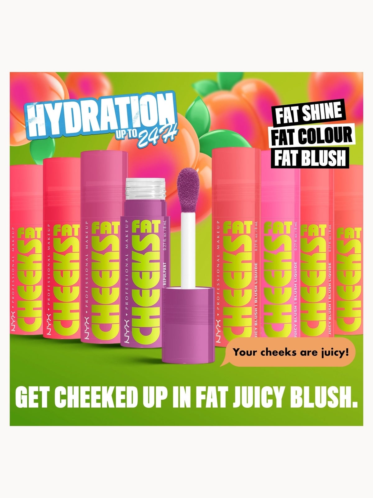 NYX Professional Makeup Fat Cheeks Juicy Blush, Liquid Blush, up to 12H Wear, Product Does Not Fade (various shades) 8ml - Bouncin' Berry 3