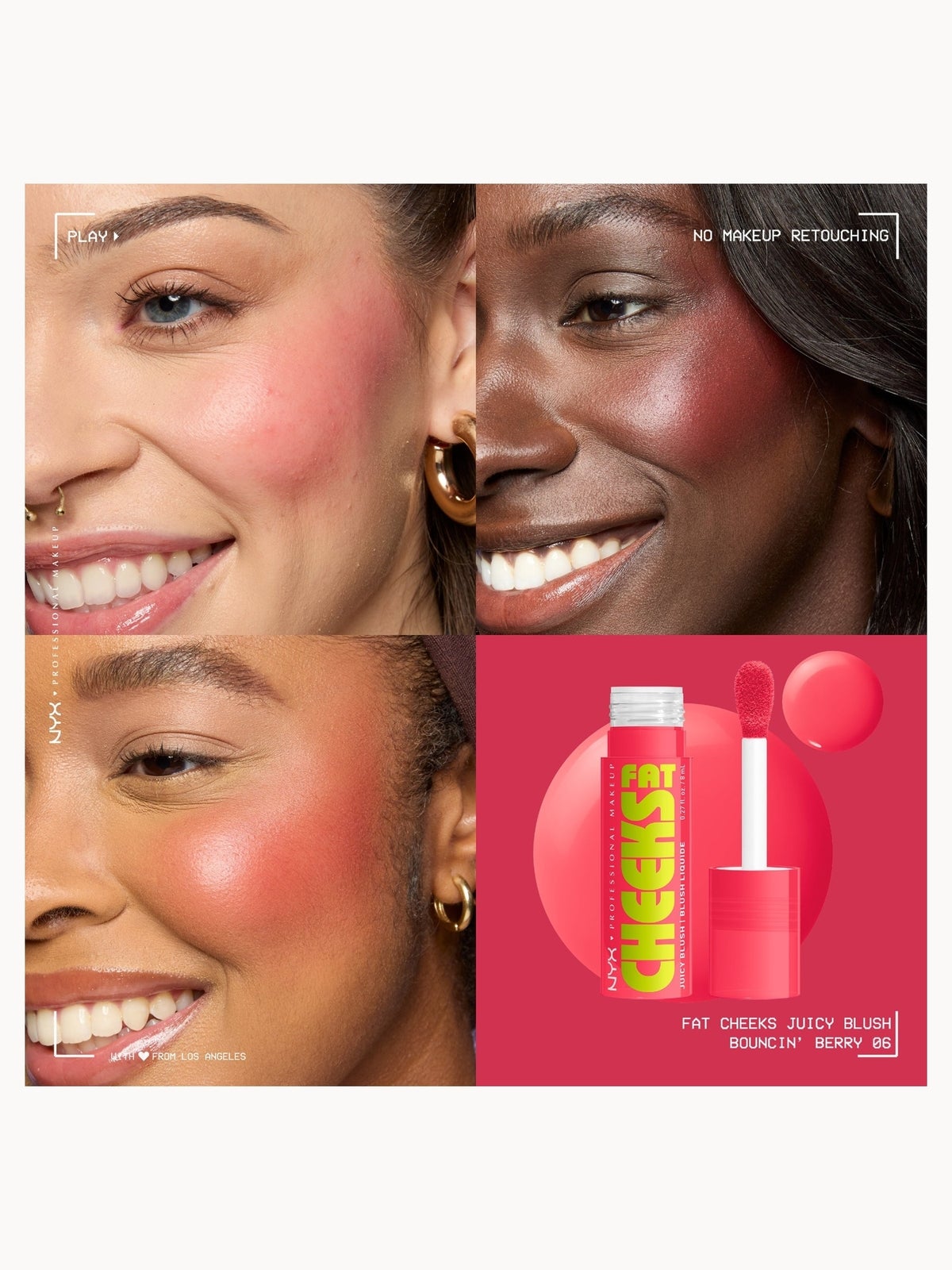 NYX Professional Makeup Fat Cheeks Juicy Blush, Liquid Blush, up to 12H Wear, Product Does Not Fade (various shades) 8ml - Bouncin' Berry 4