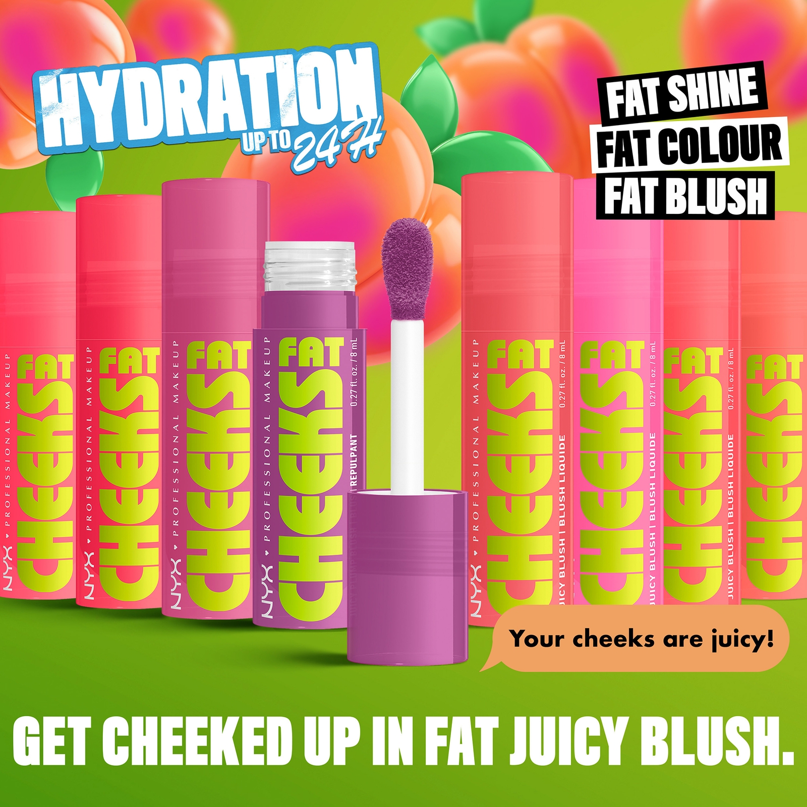 Thumbnail - NYX Professional Makeup Fat Cheeks Juicy Blush, Liquid Blush, up to 12H Wear, Product Does Not Fade (various shades) 8ml...