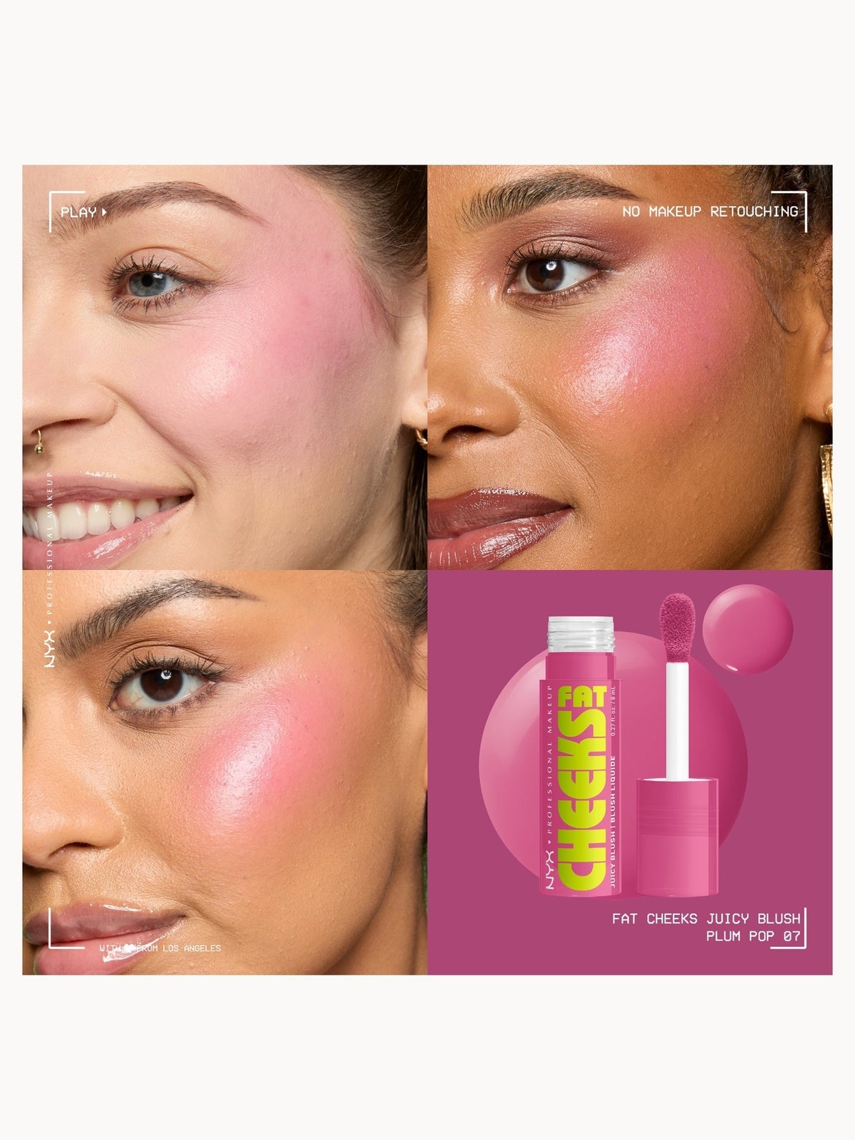 NYX Professional Makeup Fat Cheeks Juicy Blush, Liquid Blush, up to 12H Wear, Product Does Not Fade (various shades) 8ml - Plum Pop 4