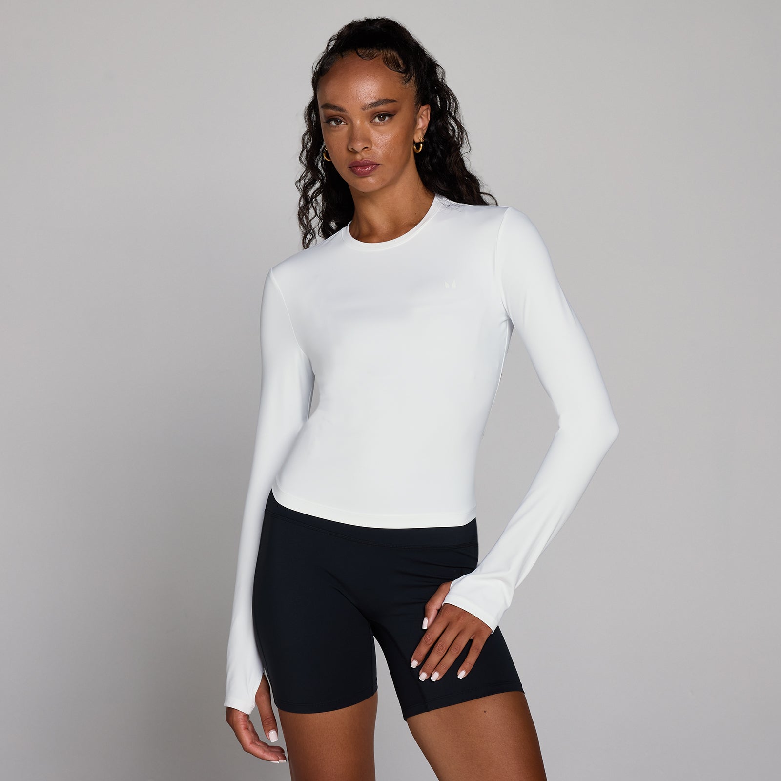 MP Women's Tempo Long Sleeve Top With Thumbholes - White - White - XS
