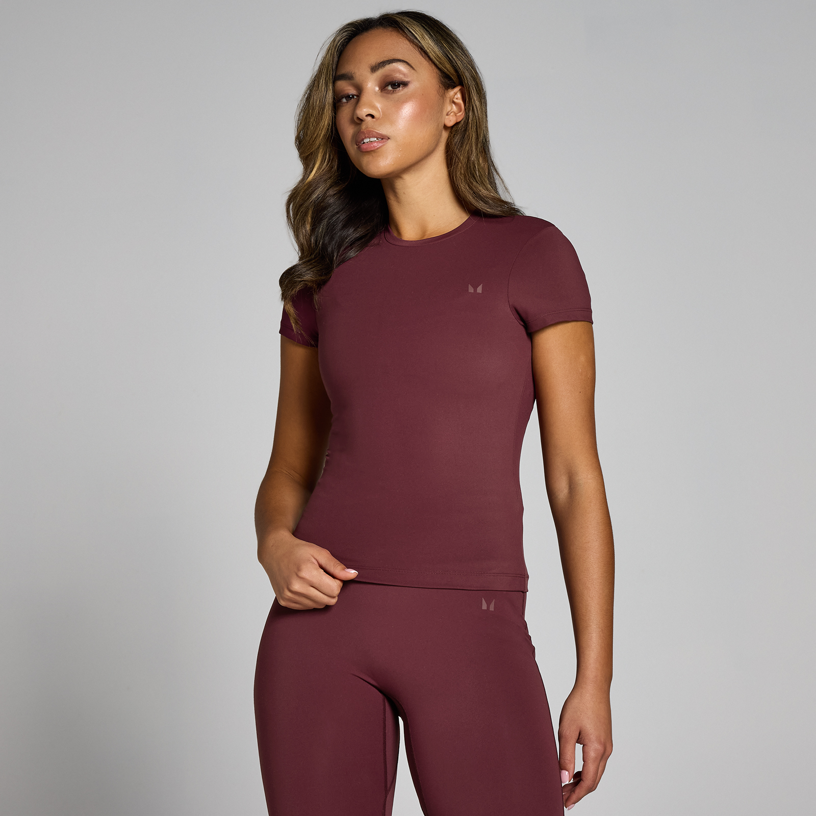 5059883405902 - MP Damen Tempo Body Fit Kurzarm-T-Shirt – Dunkle Beere - XL