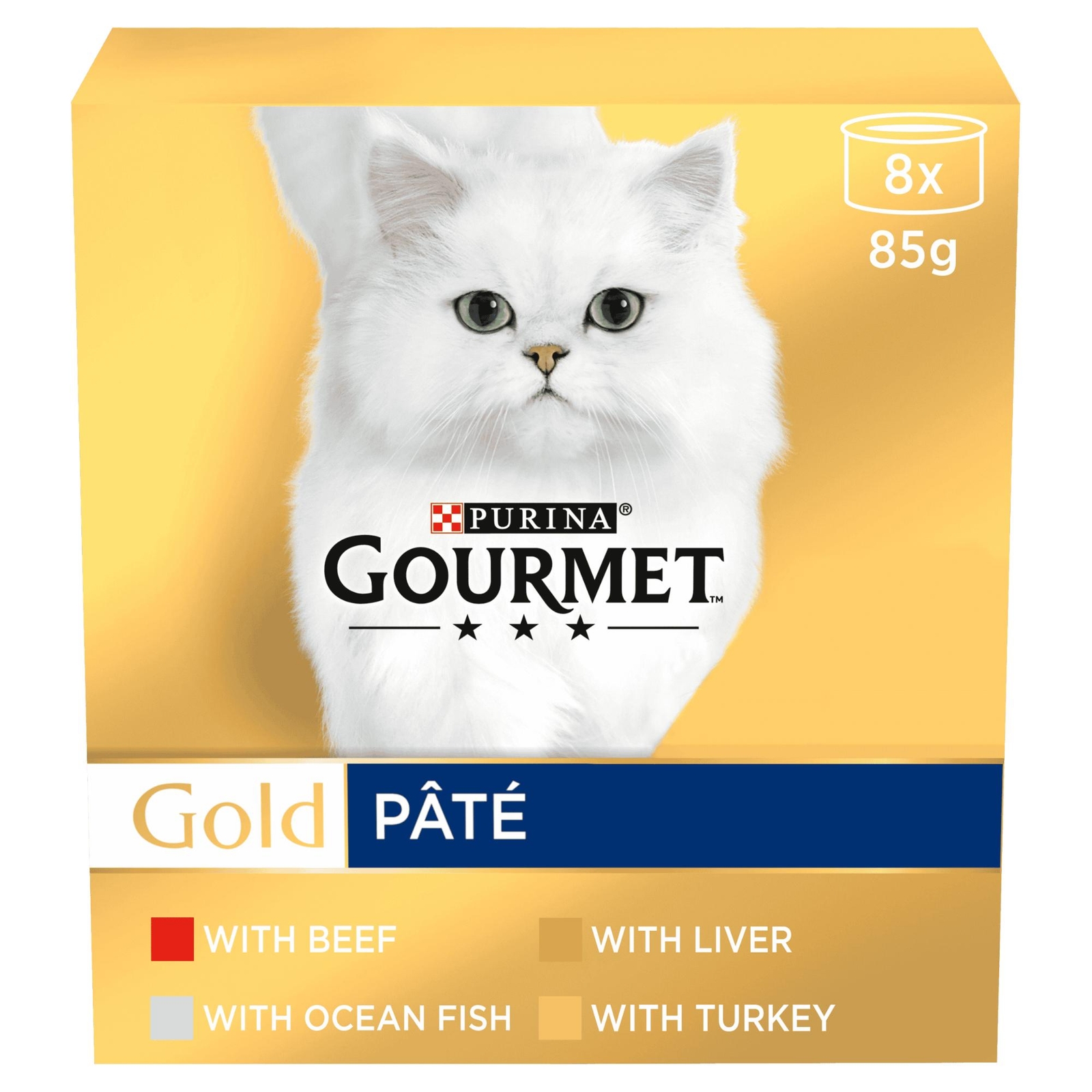 GOURMET Gold Pate with Ocean Fish, Beef, Liver , Turkey Wet Cat Food Can 8x85g