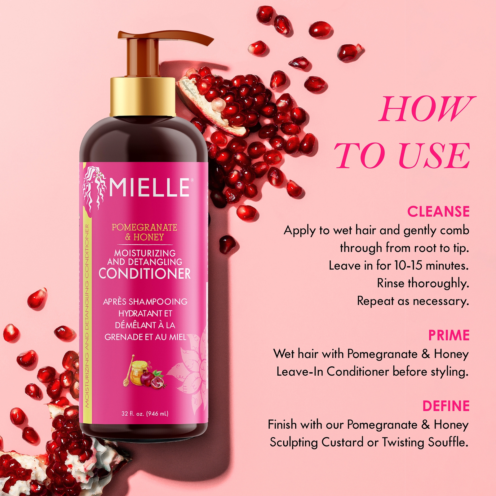 Thumbnail - Mielle Organics Pomegranate & Honey Moisturising & Detangling Conditioner 355ml