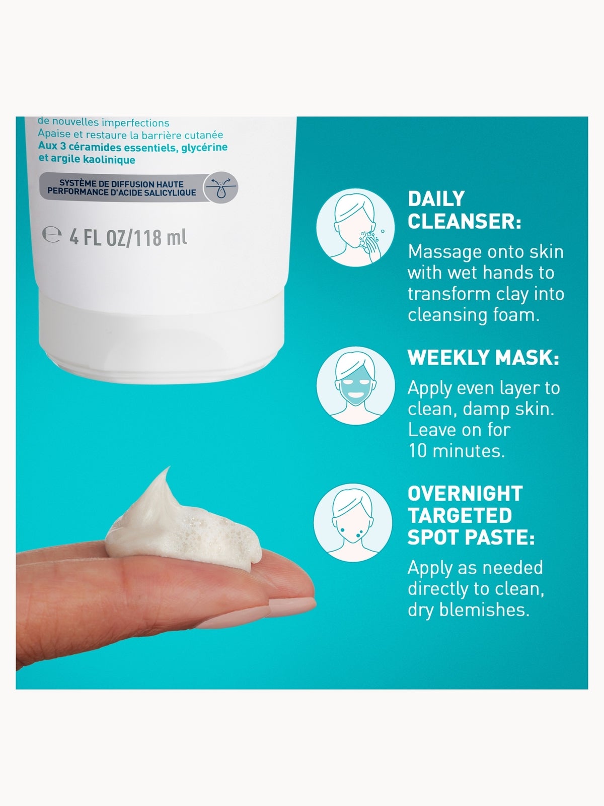 CeraVe Blemish Clay To Foam Cleanser 118ml 2