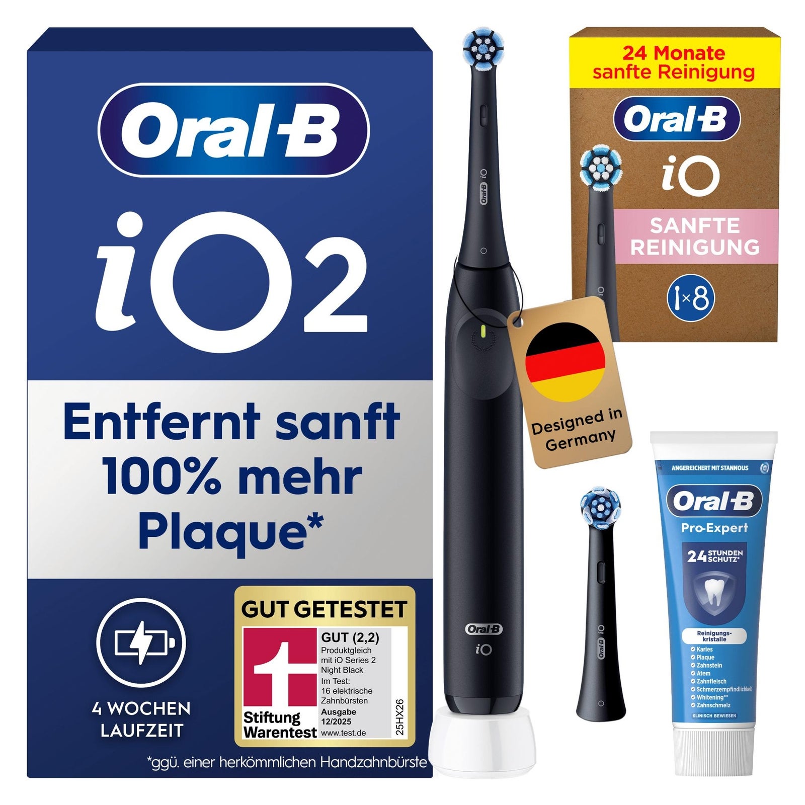 Oral-B iO Series 2 Night Black Special Edition - Mit Zahncreme - Zahnbürste mit 8 Aufsteckbürsten - Bild 7