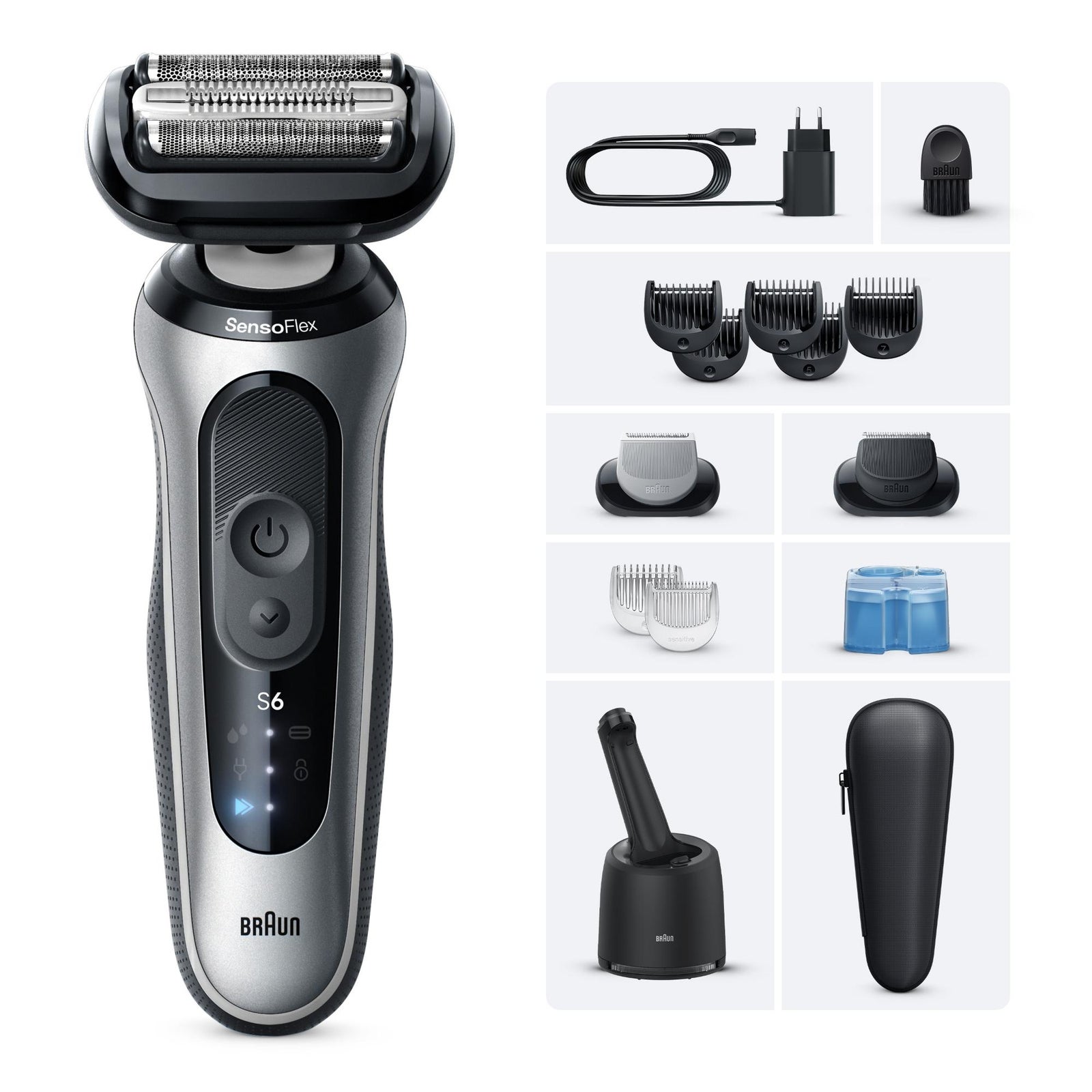 Braun Series 6 62-S7650cc Wet & Dry Shaver & Smartcare Centre - Silver, Silver/Grey - Image 6