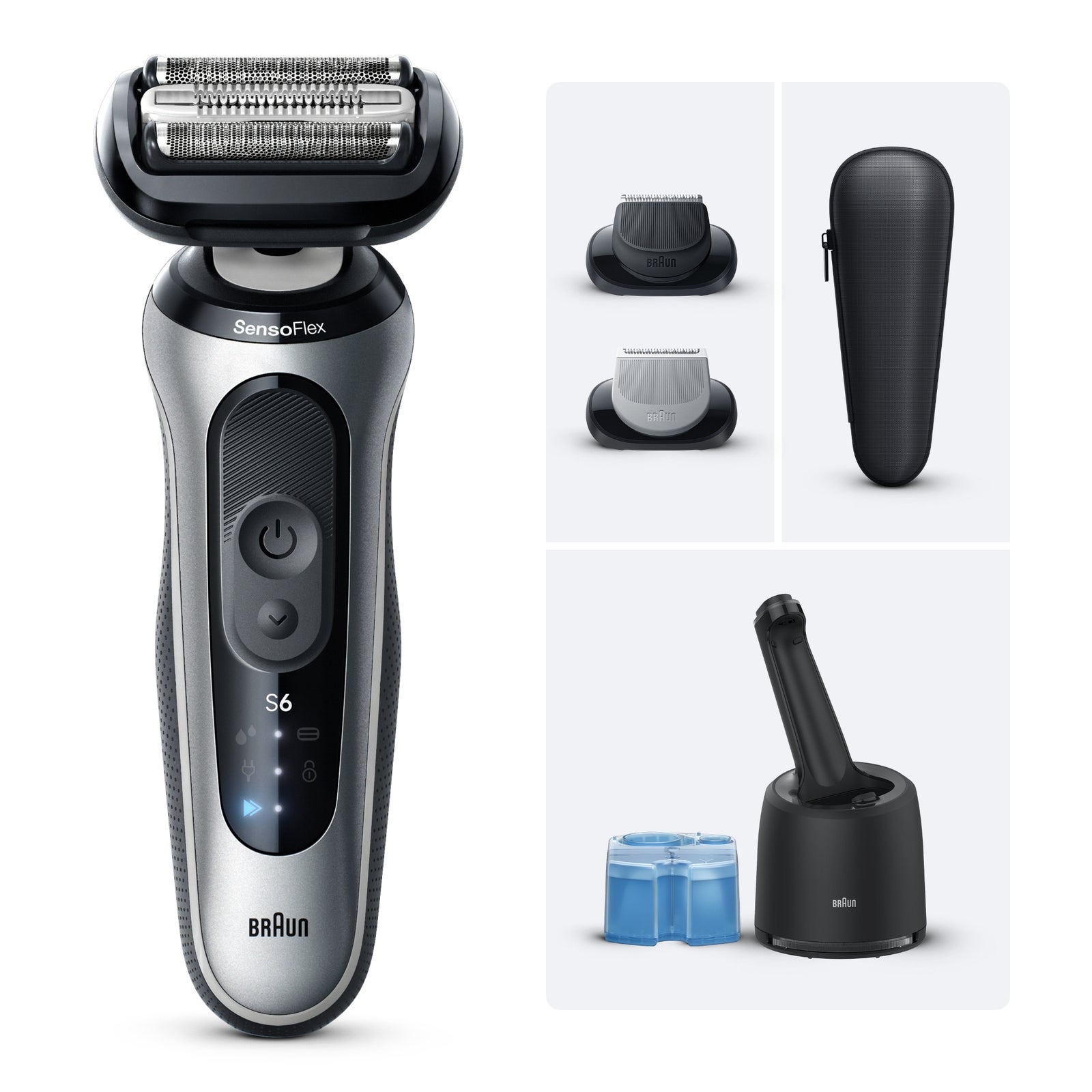 Braun Series 6 Elektrorasierer SmartCare Center +2 Aufsätze 62-S7650cc Silber: retailer-supplied image