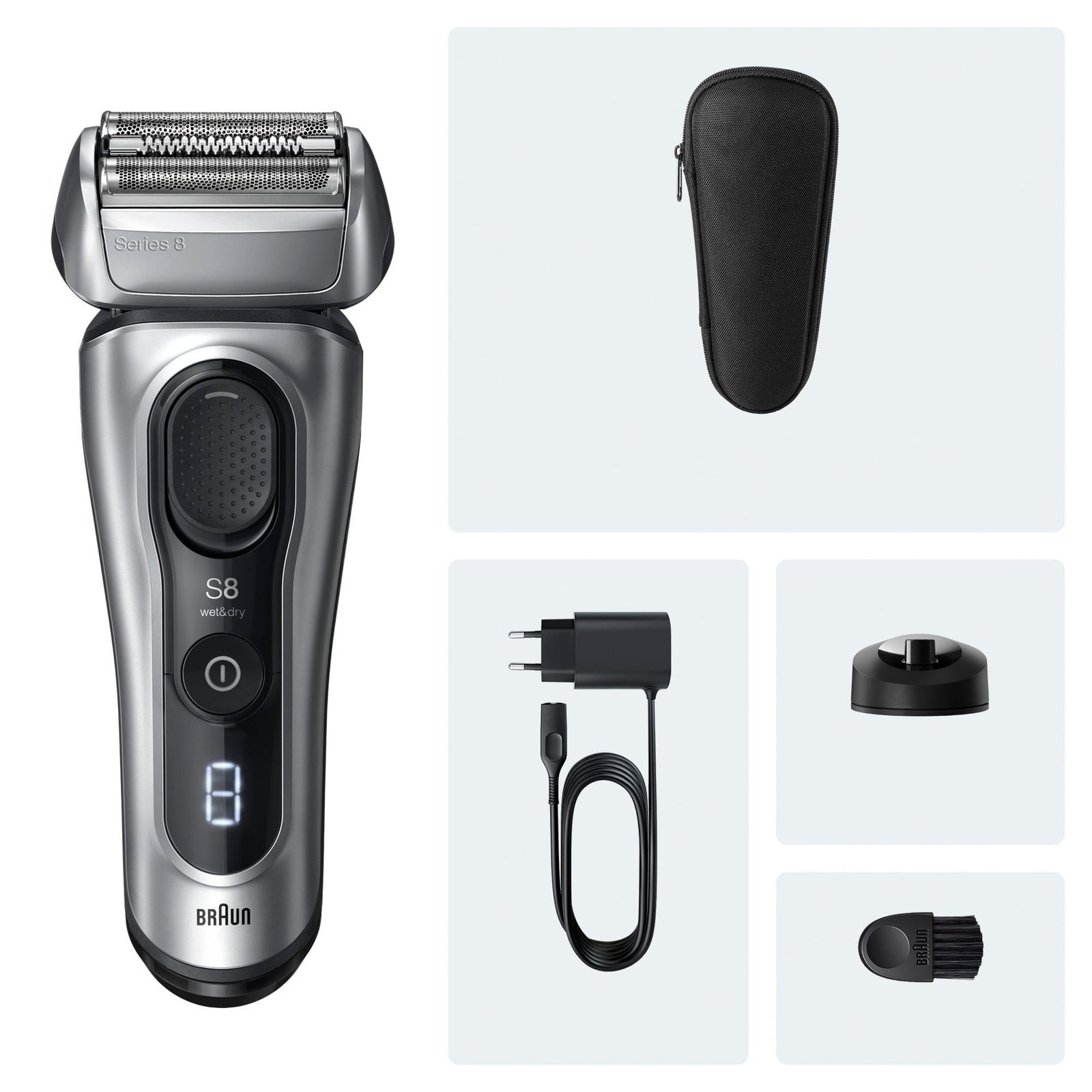 Braun Series 8 Elektrorasierer SensoAdapt Ladeständer 8617s Silber: retailer-supplied image