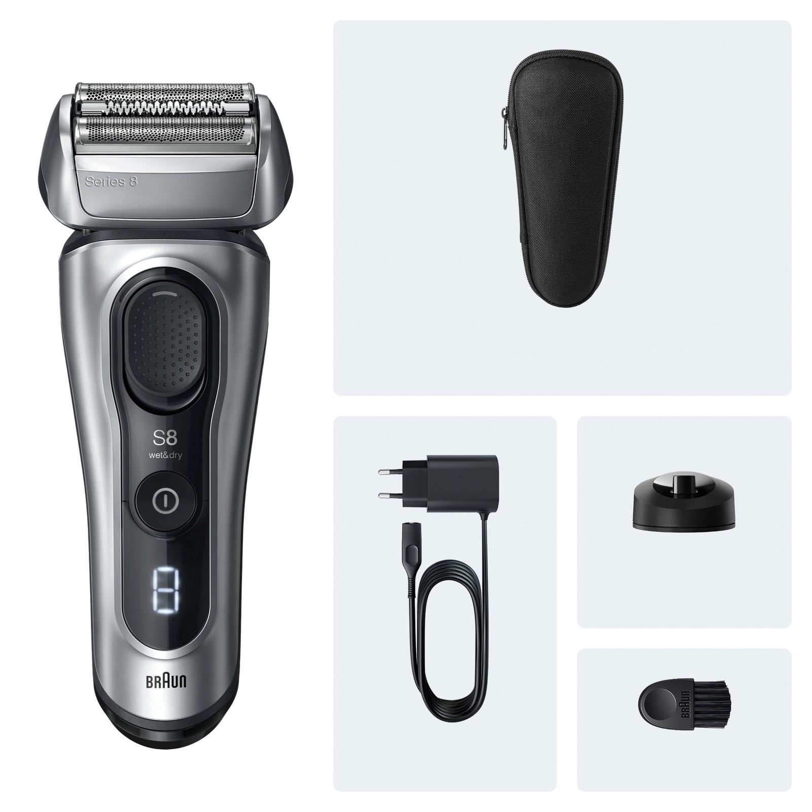 Braun Series 8 Electric Shaver for Men Wet & Dry Foil Razor Silver 4+1 Head - Image 4