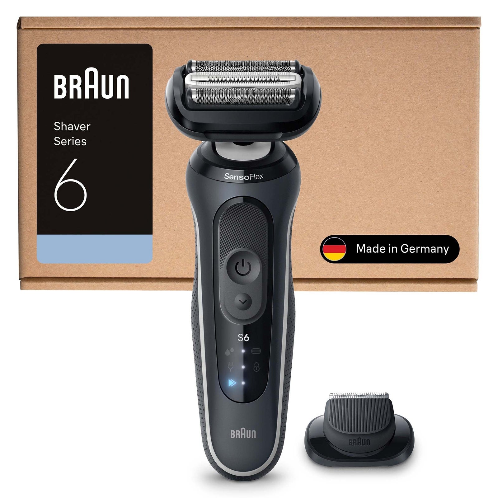 Braun Series 6 Elektrorasierer +1 Aufsatz 62-G1200si Grau: retailer-supplied image