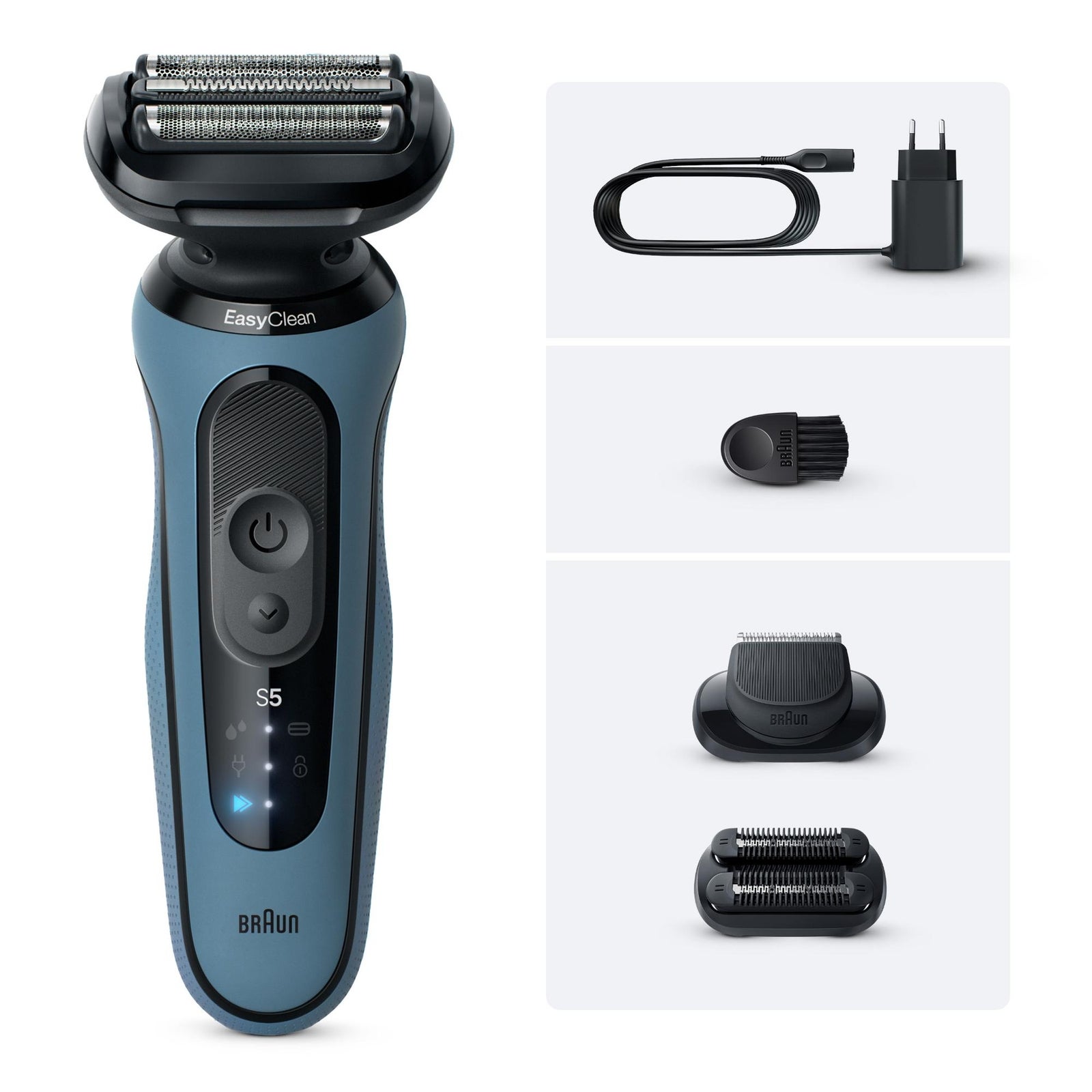 Braun Series 5 Elektrorasierer Bis zu 50 min +2 Aufsätze 52-A1820si Azurblau: retailer-supplied image