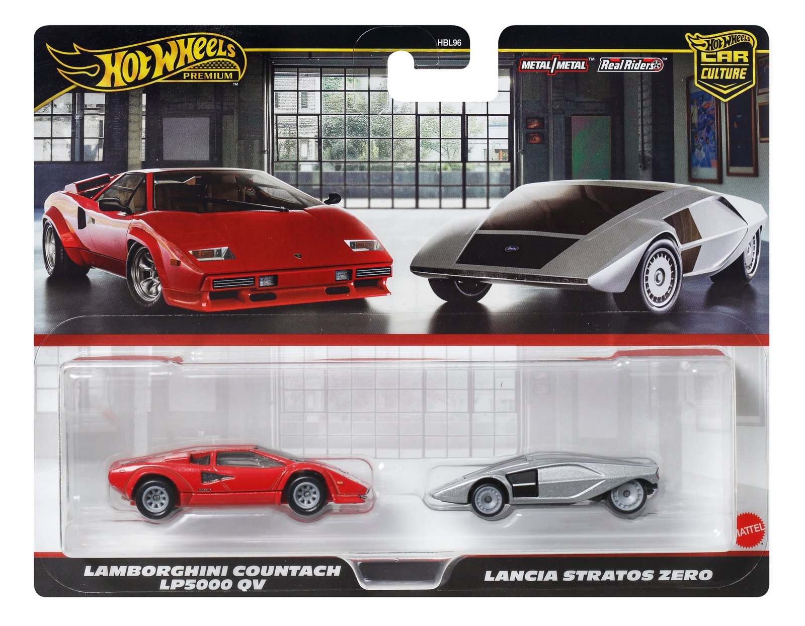 Hot Wheels Premium 2-Pack 2025 Mix 2 Lancia Stratos Zero & Lamborghini Countach LP5000 QV